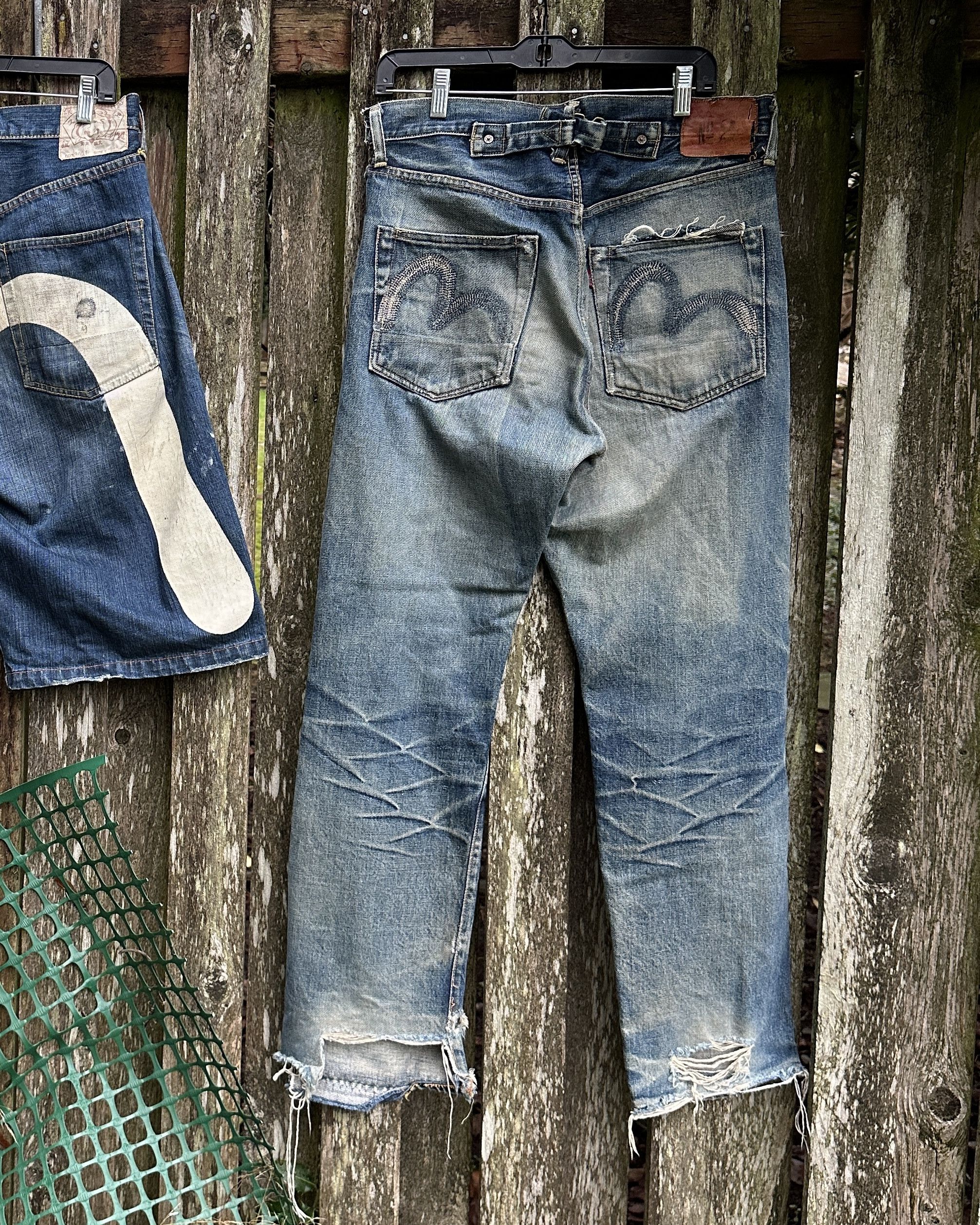 Evisu Buckle Back Thrashed No 2 2000s Selvedge seagulls back cinch Size US 34 / EU 50 - 19 Thumbnail