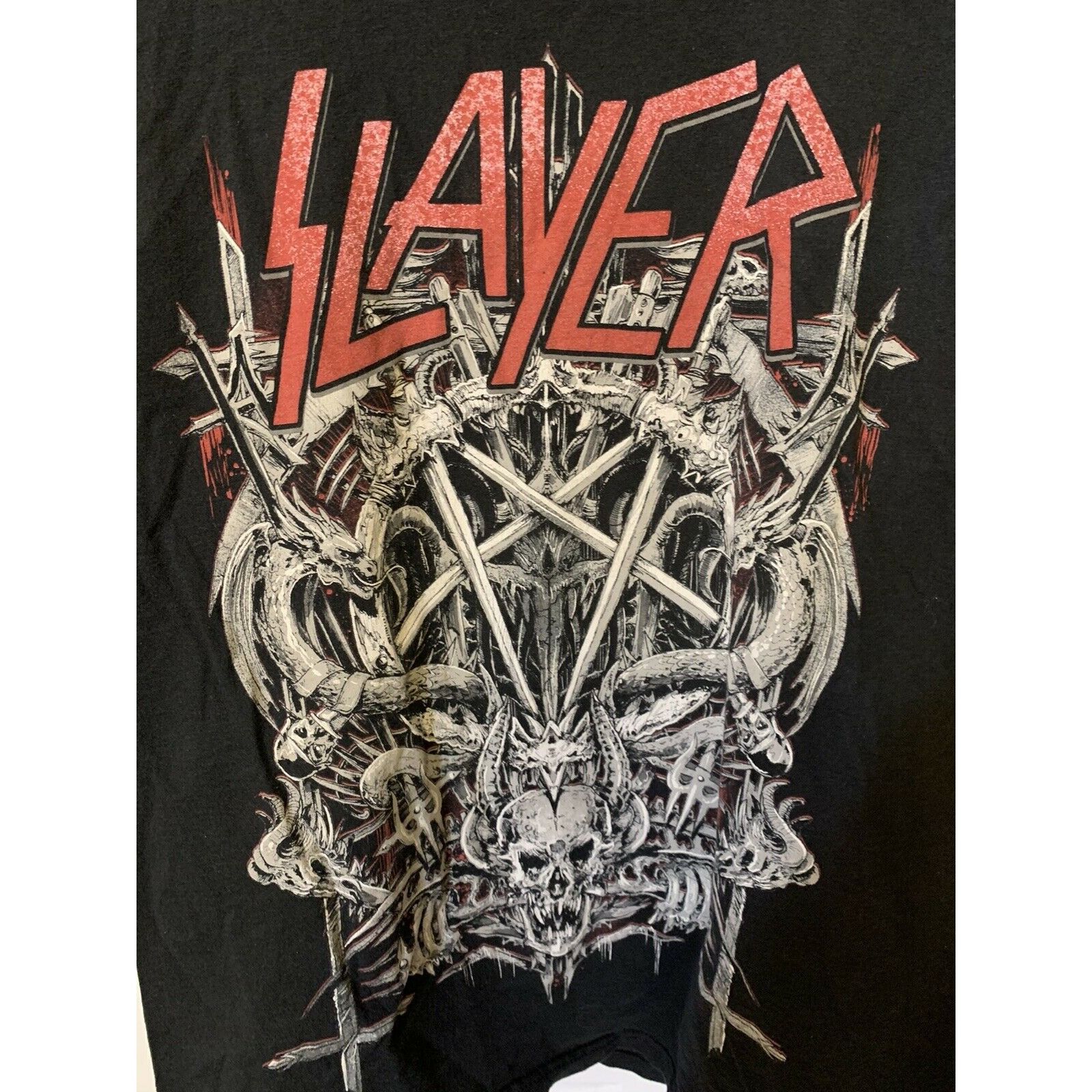 SLAYER Heavy Metal Rock t shirt Men's Sz XL Black Red 2012, image size:1600x1600