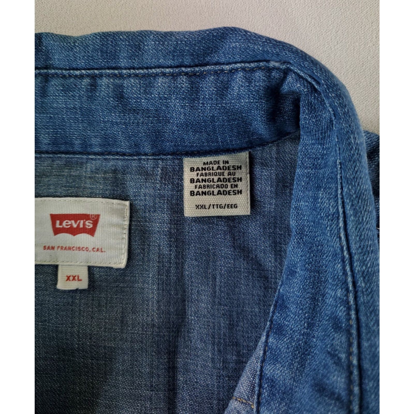 Levi's Levi's Denim Pearl Snap Shirt Long Sleeve Blue Western Cowboy Mens 2XL Shirt Size US XXL / EU 58 / 5 - 4 Thumbnail