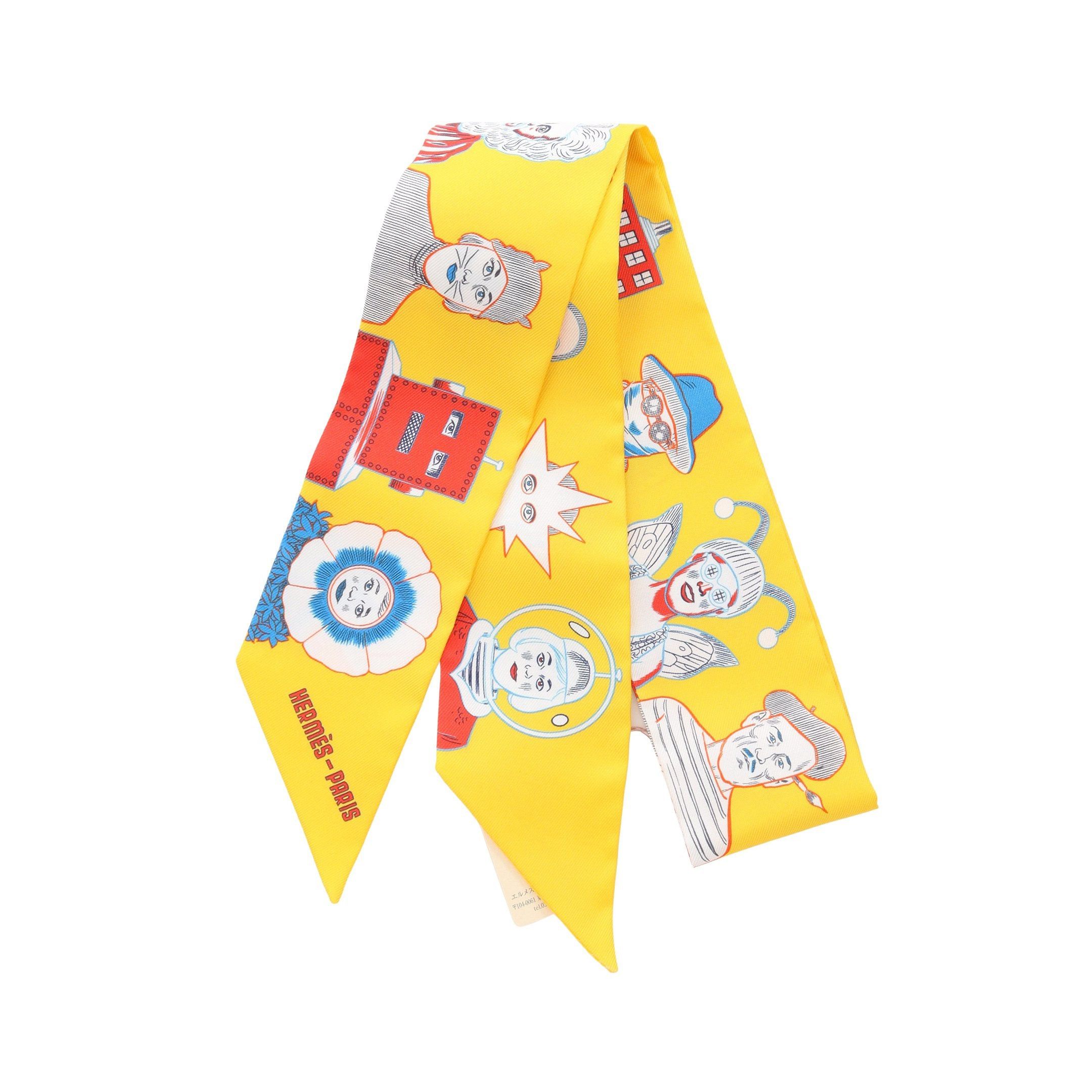 Hermes Hermes Twilly Dress Code Ribbon Scarf Silk Yellow Multicolor Size ONE SIZE - 1 Thumbnail