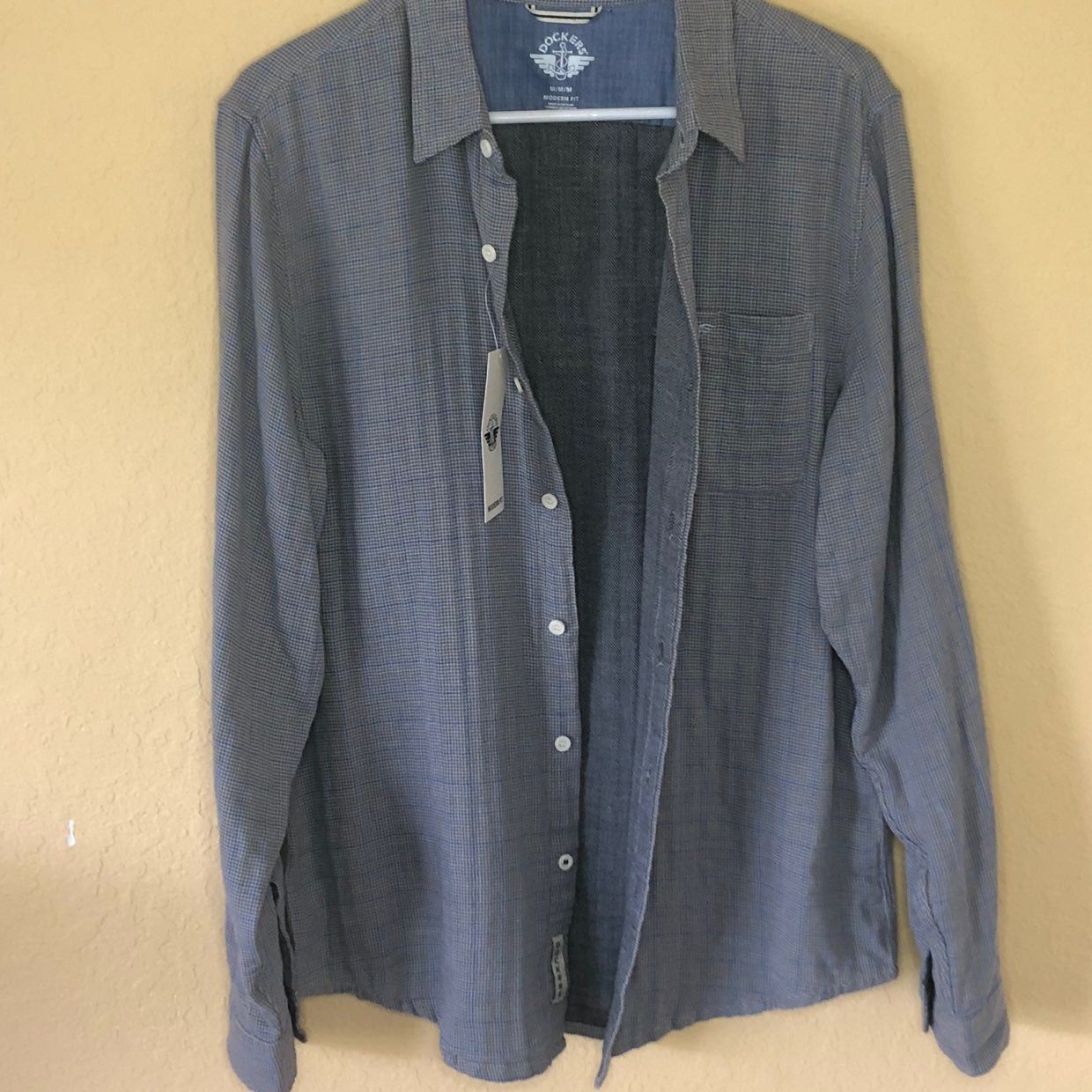 Dockers Dockers Doublecloth Button-up Cotton Shirt Gray Blue Medium Size US M / EU 48-50 / 2 - 7 Thumbnail