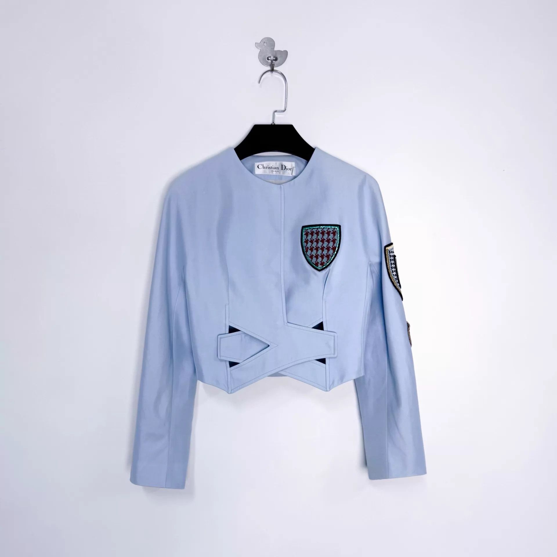 Dior Dior Light Blue Sequin Logo Cropped Women's Jacket Size S / US 4 / IT 40 - 1 Thumbnail