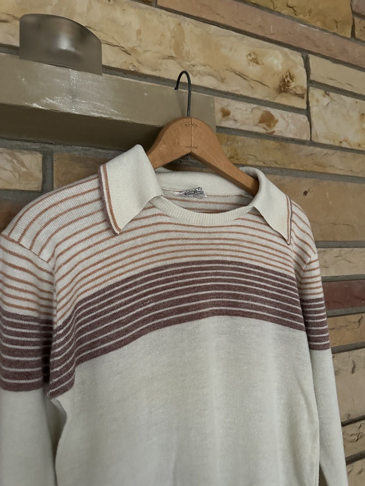 Vintage Vintage 70s Striped Knit Polo Shirt Size US M / EU 48-50 / 2 - 4 Thumbnail