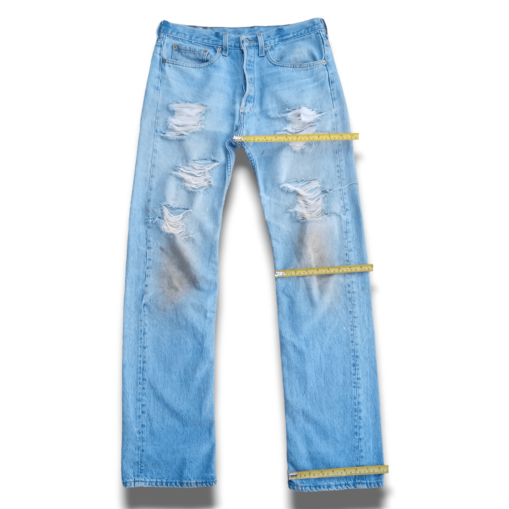 Levi's × Levi's Vintage Clothing Vintage 90s Levis 501 Blue Wash Distressed Baggy Jeans 31x32 Size US 31 - 9 Thumbnail