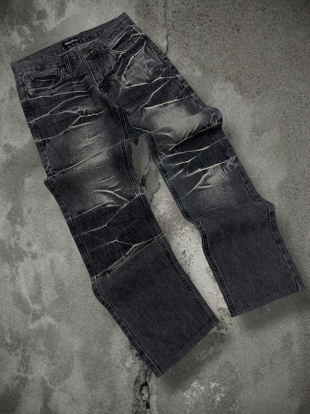 LOWBOX Vintage Og 1990s Japan Designer Lowbox Tribal Spiral Denim Size US 29 - 2 Thumbnail