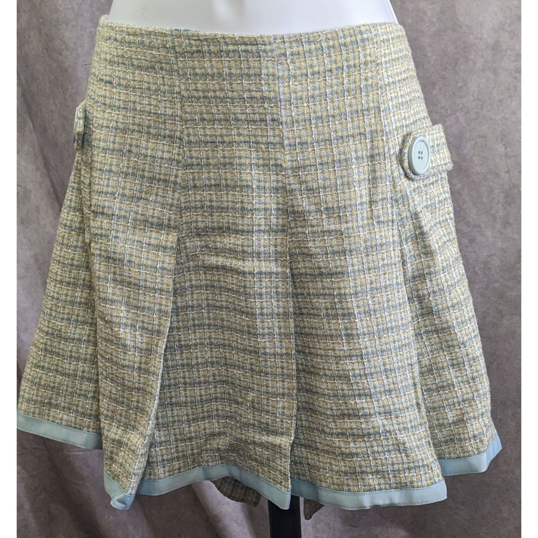 Lord & Taylor Preppy Identity By Lord & Taylor Womens Tweed Skirt Yellow & Size 34" / US 12 / IT 48 - 5 Thumbnail