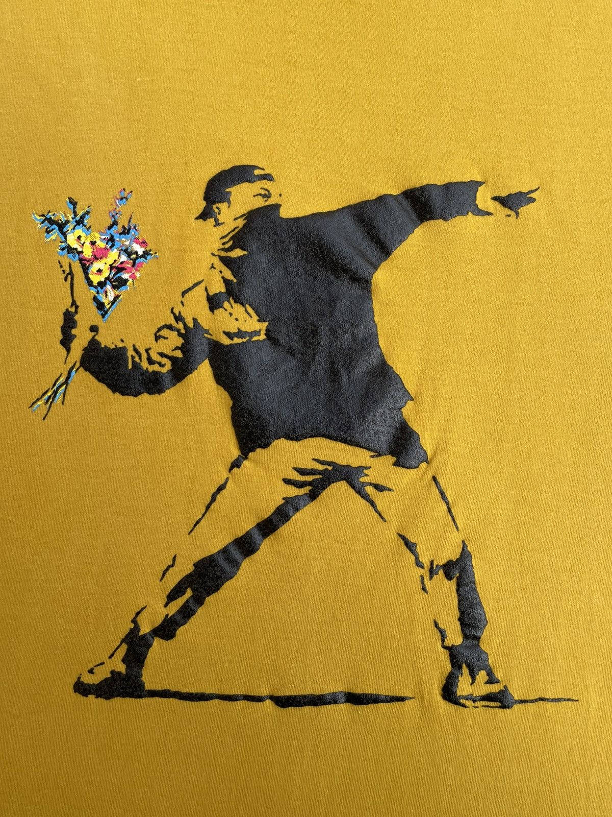 Other Banksy, Flower Thrower (2003) Slim Mustard T-Shirt Size US S / EU 44-46 / 1 - 8 Thumbnail