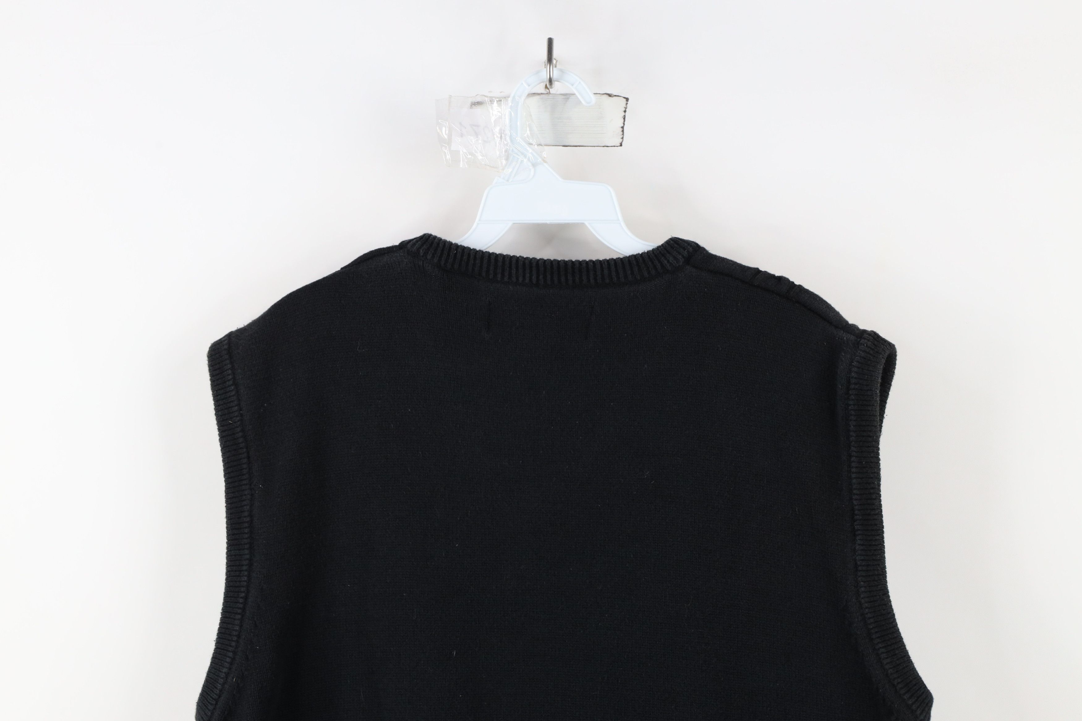 Vintage Vintage 90s Streetwear Cotton Cable Knit Sweater Vest Black Size US L / EU 52-54 / 3 - 6 Thumbnail