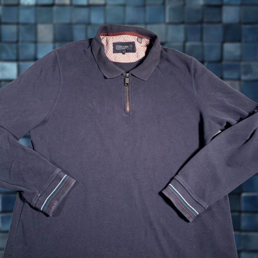 Ted Baker Ted Baker Sweater Mens Large Blue Knit Pullover 1/2 Zip Collared Turkey Size US L / EU 52-54 / 3 - 1 Thumbnail