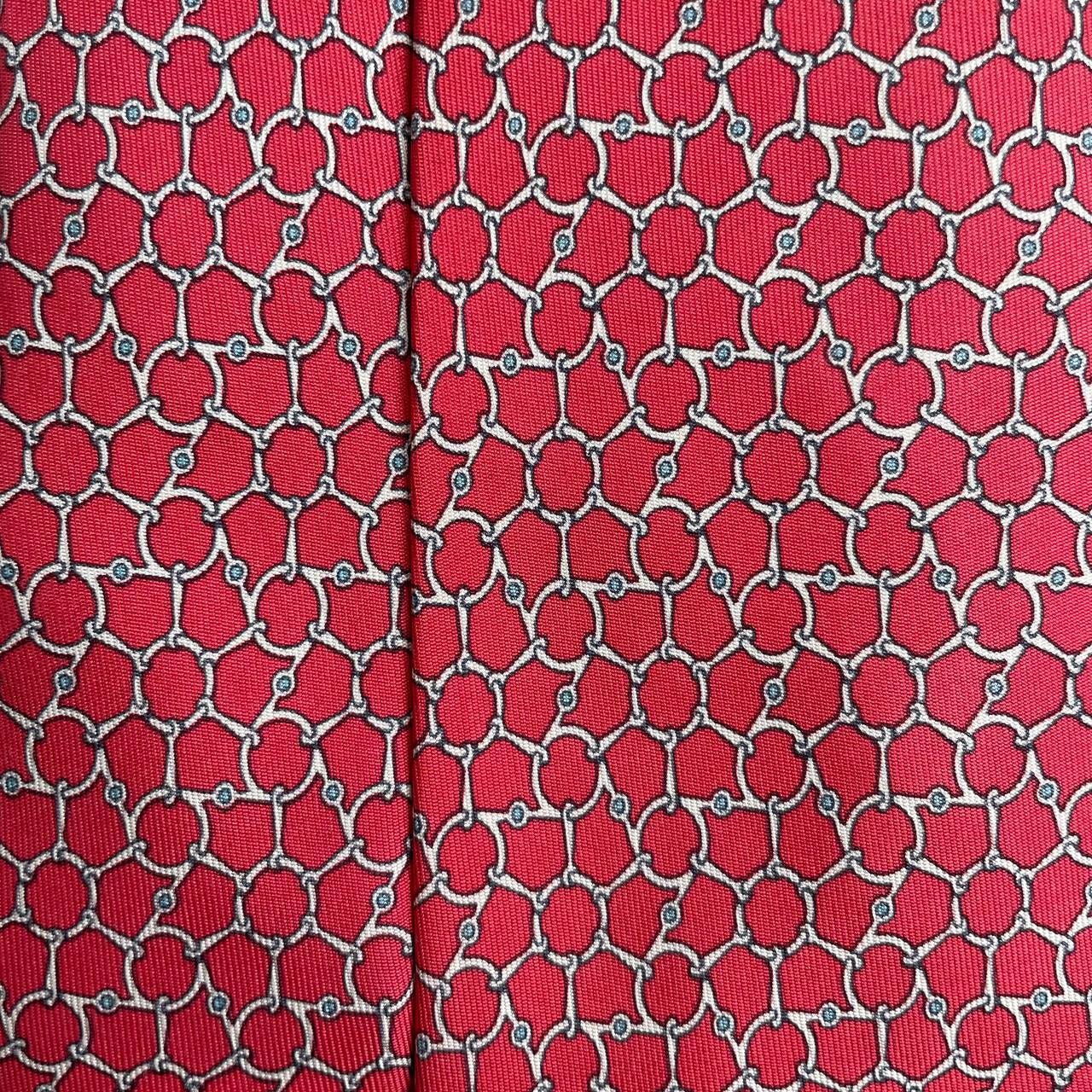 Hermes Hermes Paris Silk Tie 7384 PA Chains Red Size ONE SIZE - 1 Thumbnail