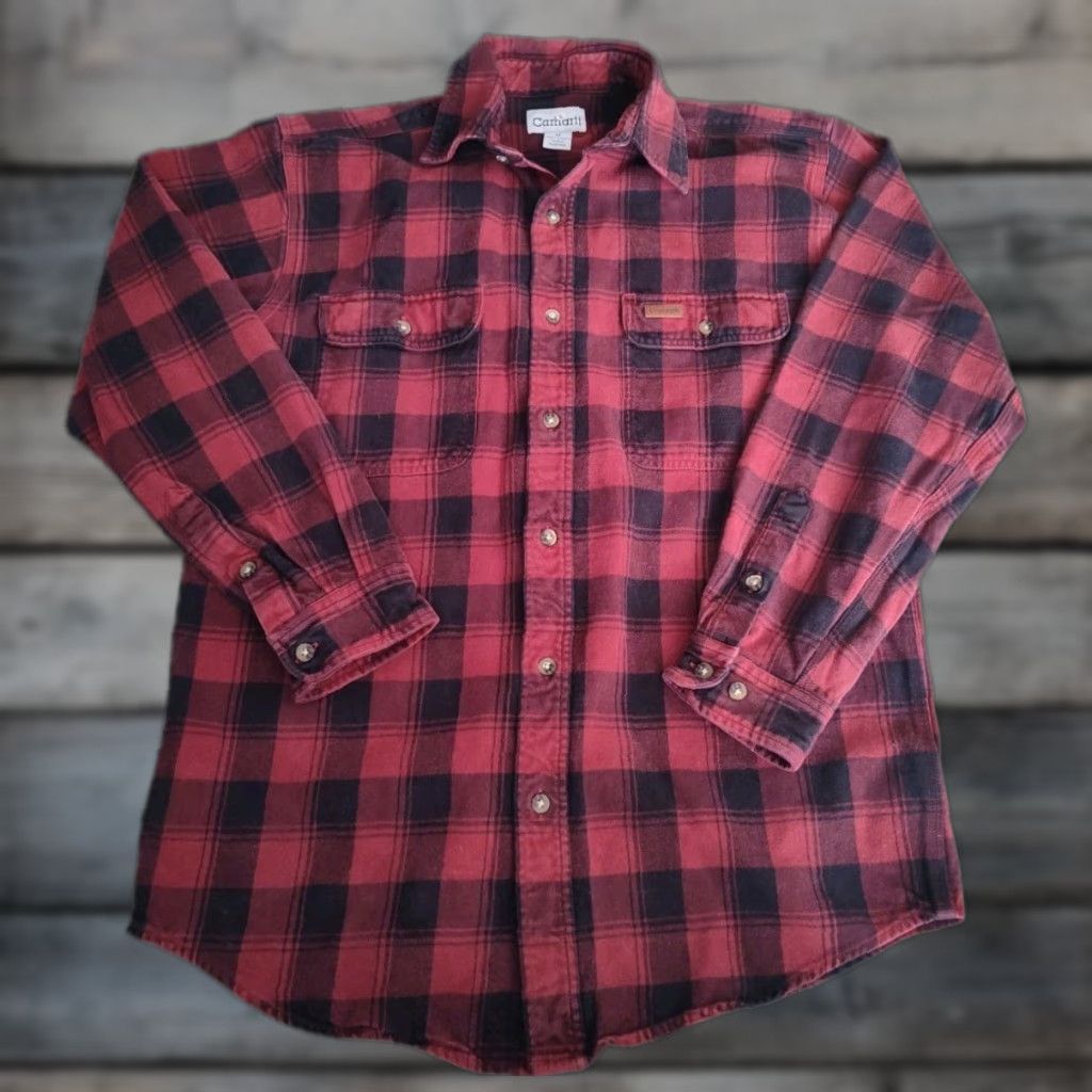 Carhartt Carhartt Shirt Adult M Red Plaid Flannel Heavyweight Long Sleeve Workwear Outdoor Mens Size US M / EU 48-50 / 2 - 1 Thumbnail