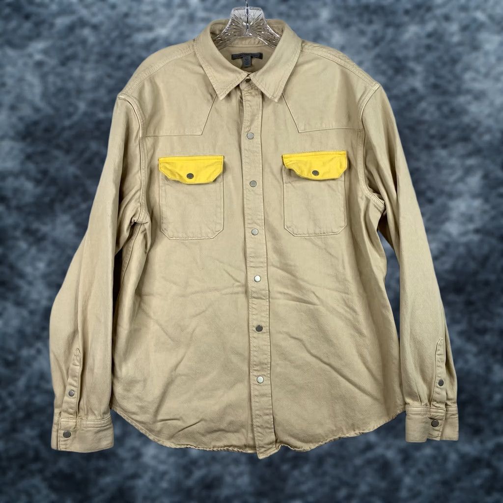 Calvin Klein Calvin Klein Jeans Mens Western Shirt Sz L Beige Yellow Snap Long Sleeve Denim Shirts Mens Western 90s Theme None Size US L / EU 52-54 / 3 - 1 Thumbnail