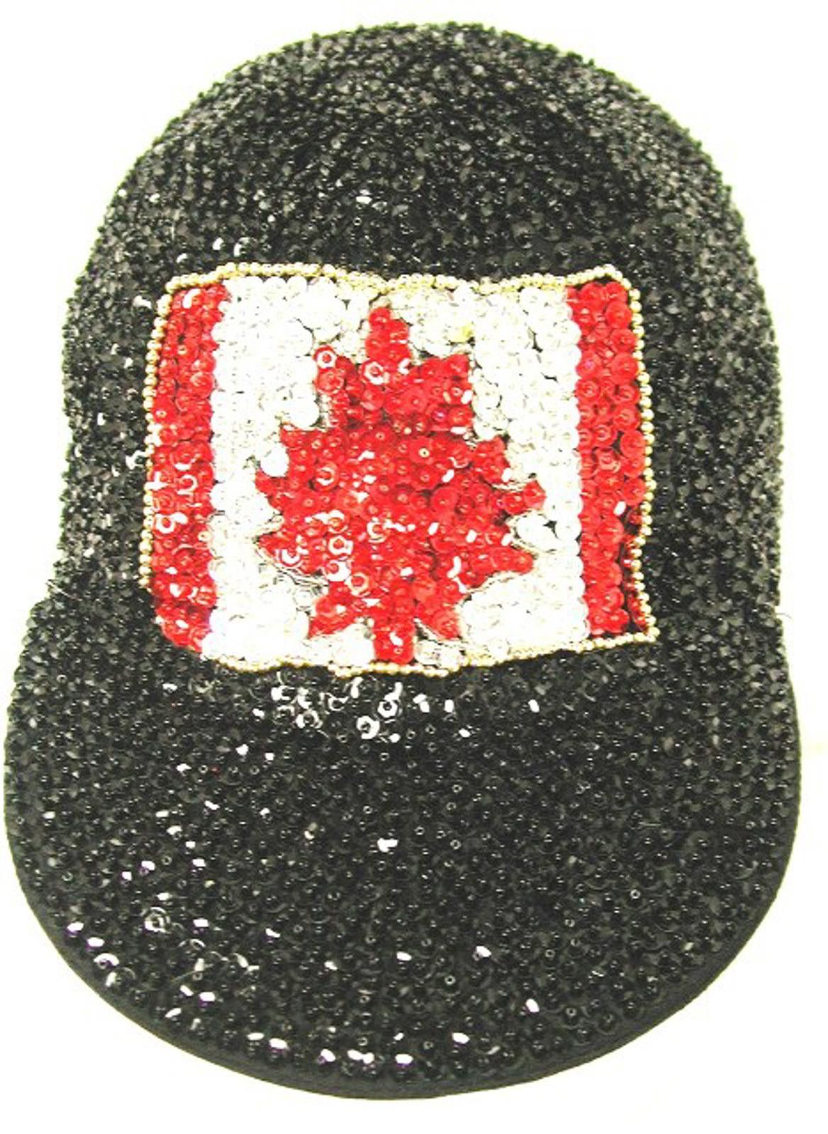 Designer Sequin Baseball Cap Black W/Canada Size ONE SIZE - 1 Preview