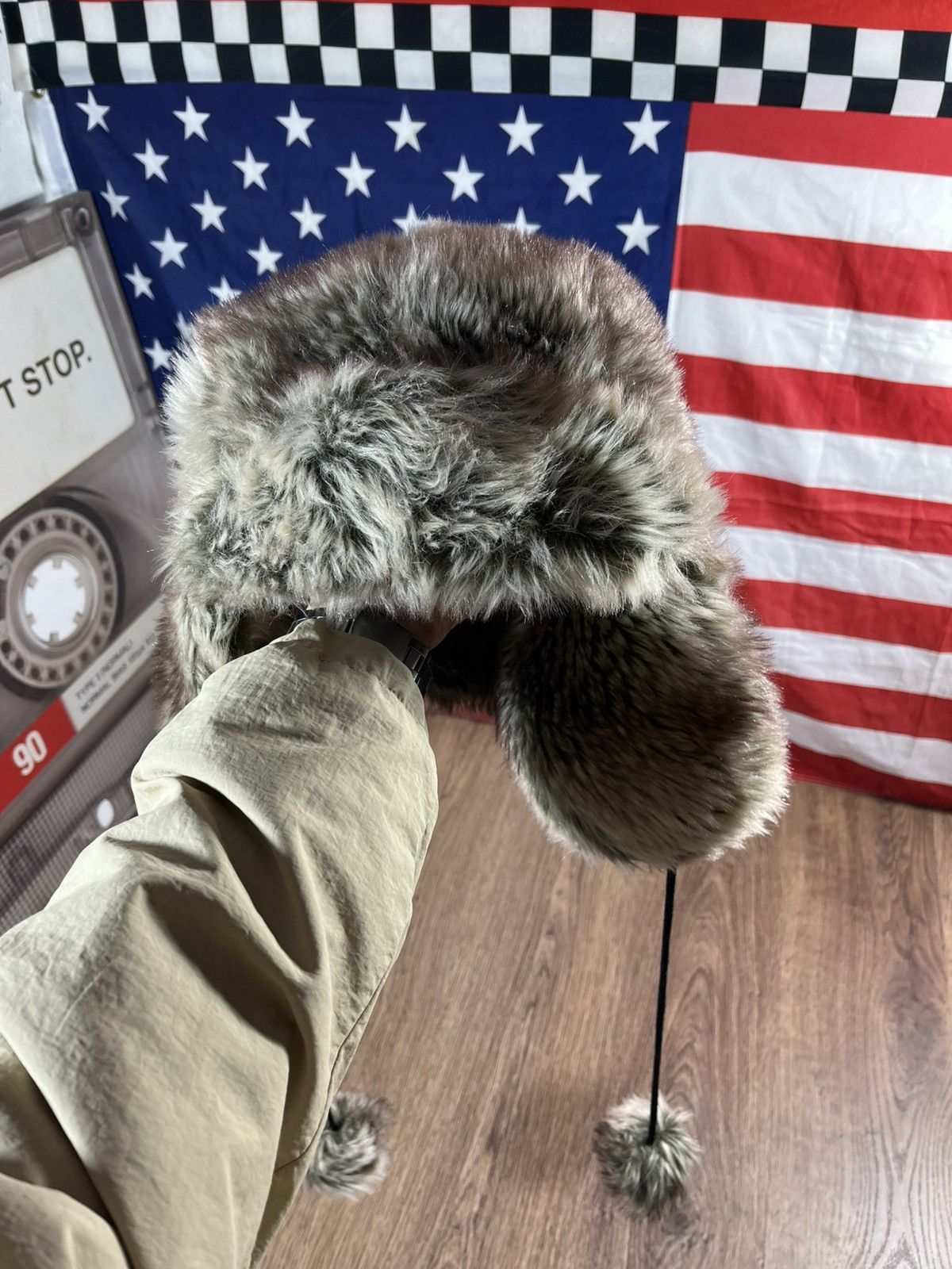Japanese Brand Vintage Crazy Y2k Fuzzy Fur Ushanka Hat Size ONE SIZE - 2 Thumbnail