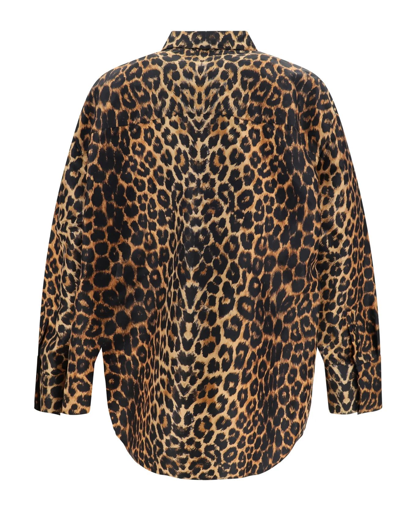 Saint Laurent Paris oc11z1225 788143 Oversized Shirt in Leopard Silk Taffeta Size US XXS / EU 40 - 3 Thumbnail