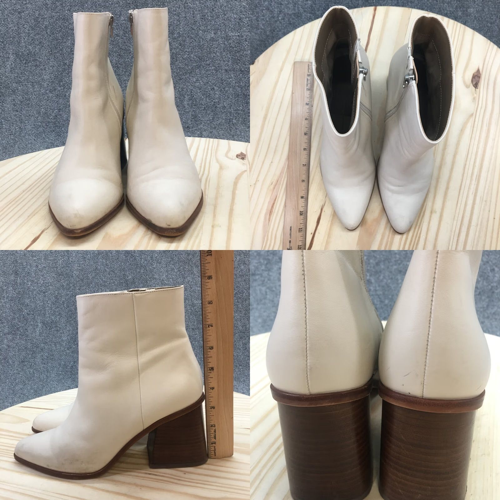Dolce Vita Dolce Vita Boots Womens 9.5 Terrie Side Zip Heels Ankle Bootie Ivory Faux Leather Boots Size US 9 / IT 39 - 8 Thumbnail