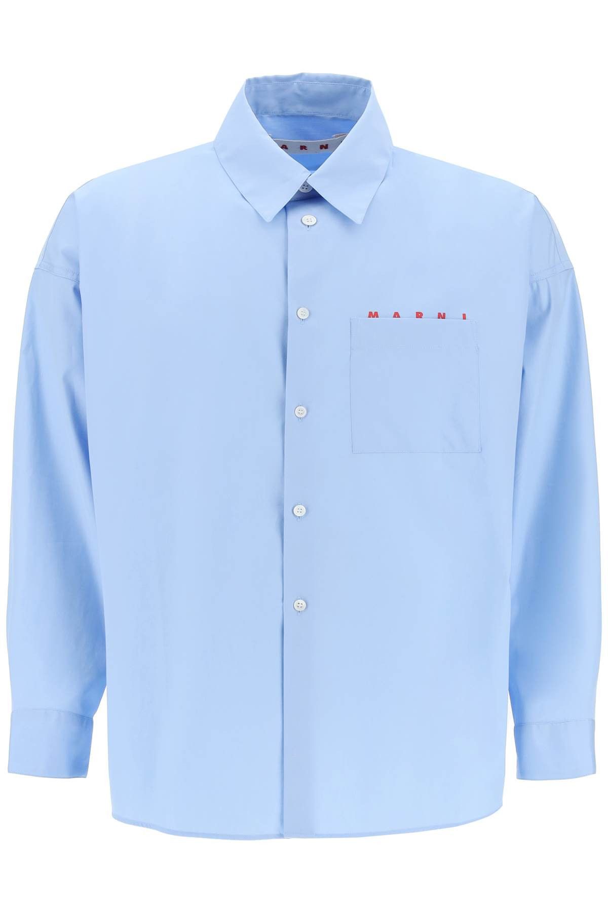 image of Marni Boxy Shirt With Italian Collar in Iris Blue, Men's (Size XL)