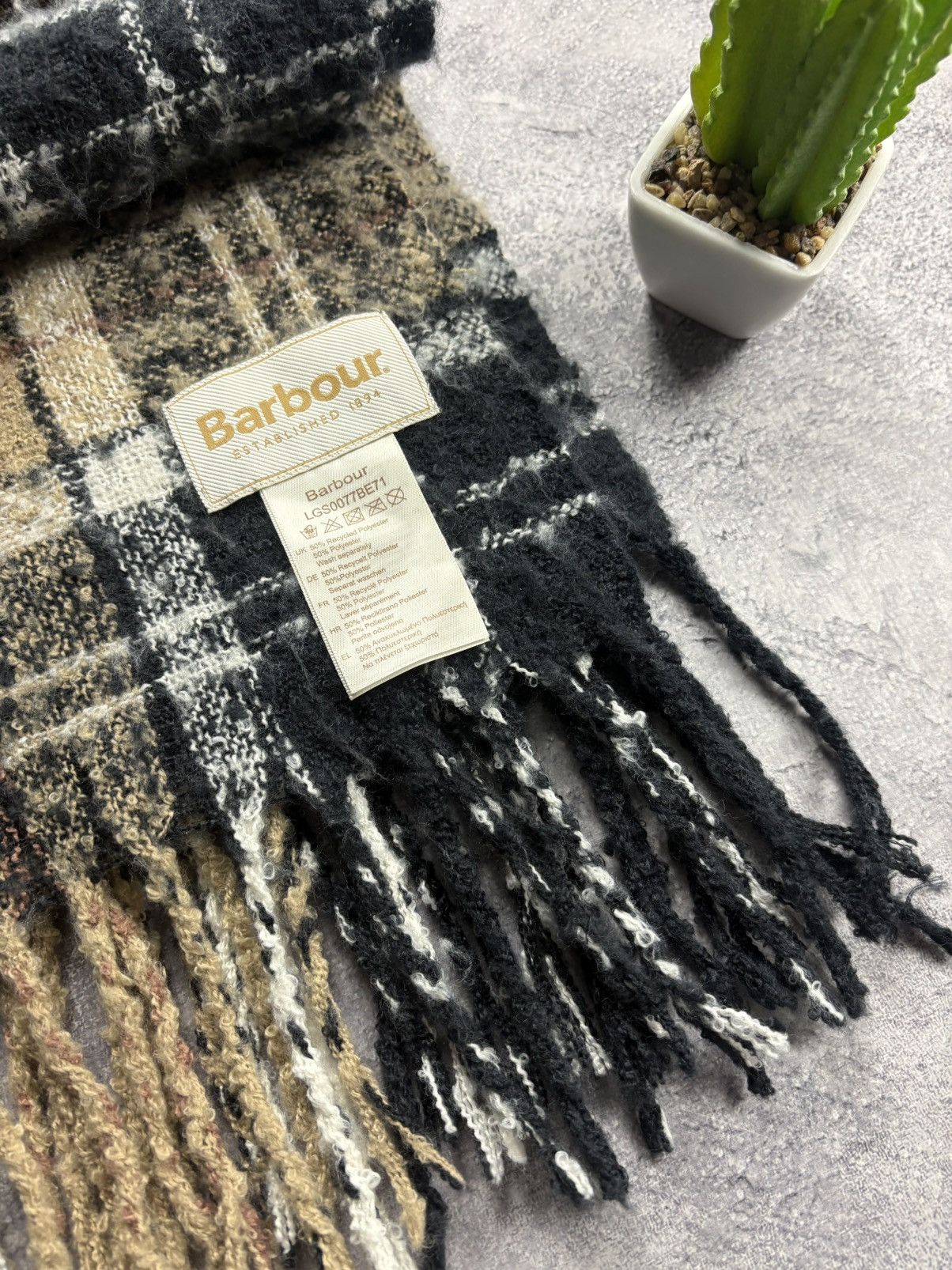 Barbour BARBOUR Hype Checkered Polyester Scarf Rare Streetwear Y2k Size ONE SIZE - 2 Thumbnail