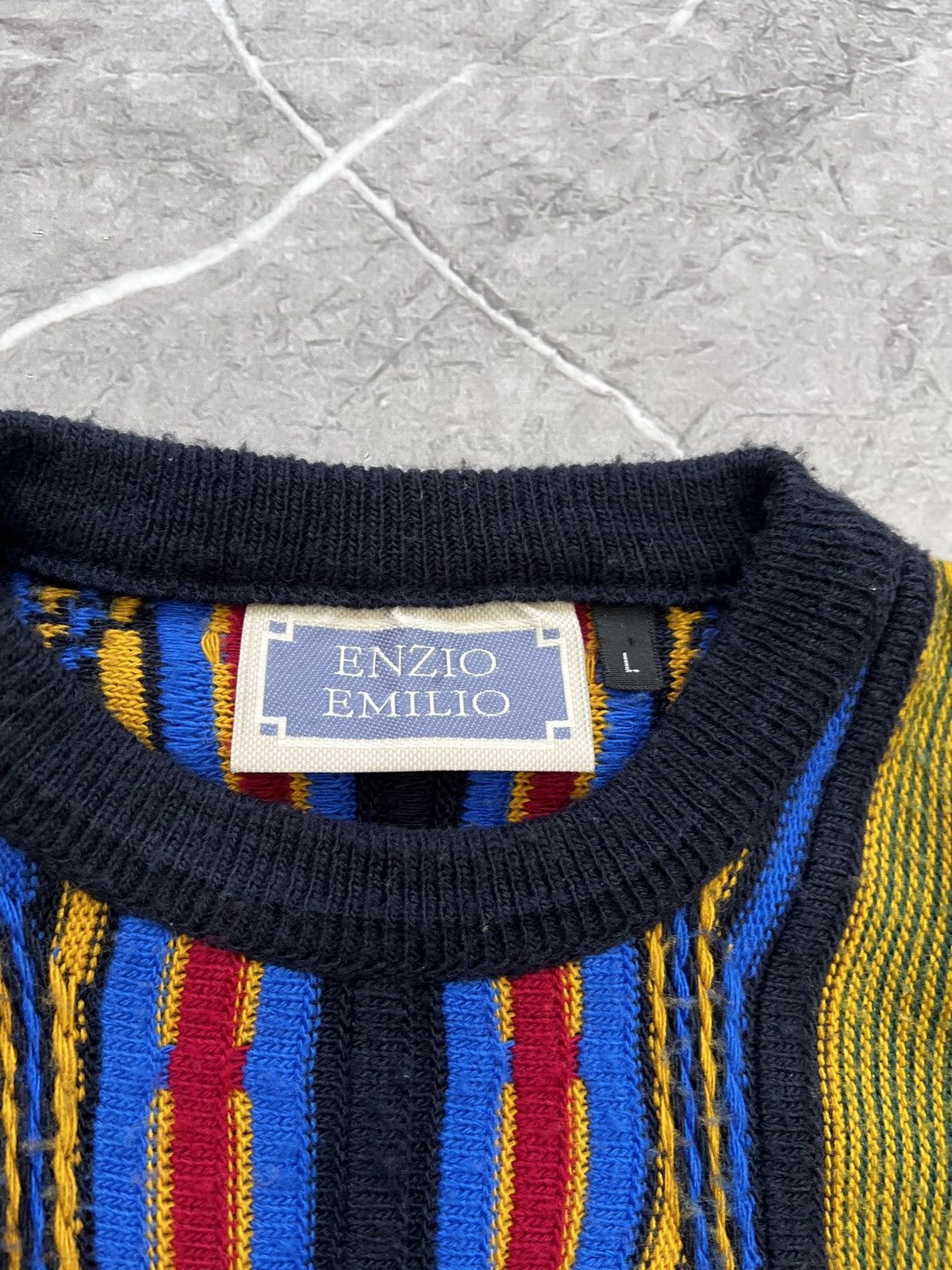 Other Vintage 90s cable knit multicolour Coogi style sweater Size US L / EU 52-54 / 3 - 5 Thumbnail