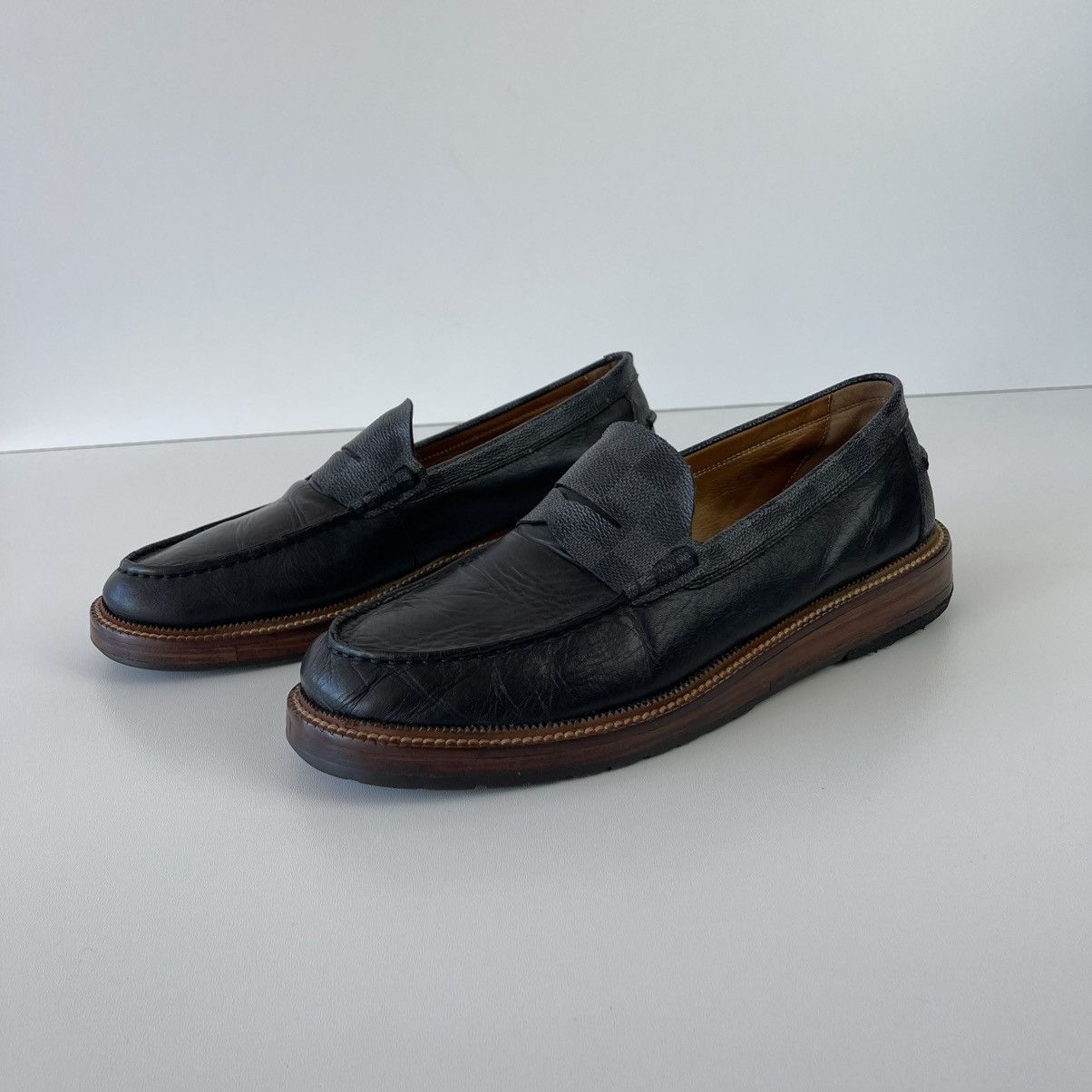 Louis Vuitton Vintage Penny Leather Loafer Black FD0153 Rare