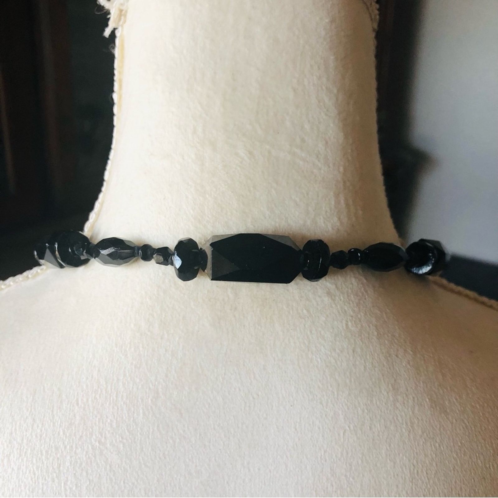 Vintage Vintage 80s faceted black heavy glass stone necklace Size ONE SIZE - 5 Thumbnail