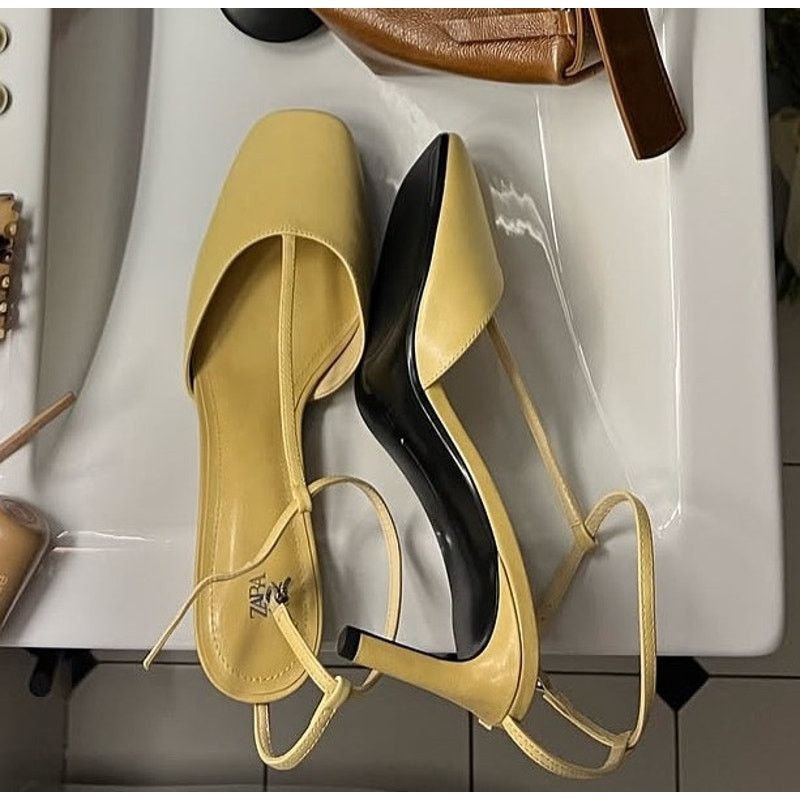 Zara ZARA Yellow Leather Heels NWT Size US 7.5 / IT 37.5 - 13 Thumbnail