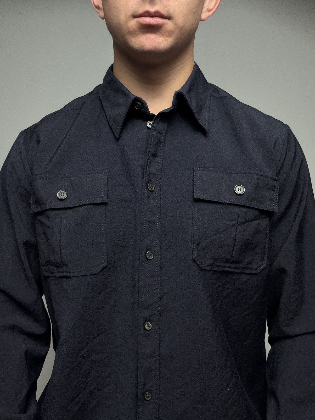 Acne Studios Acne Studios Wool Mohair CPO Shirt Jacket Navy Streetwear Size US L / EU 52-54 / 3 - 3 Thumbnail