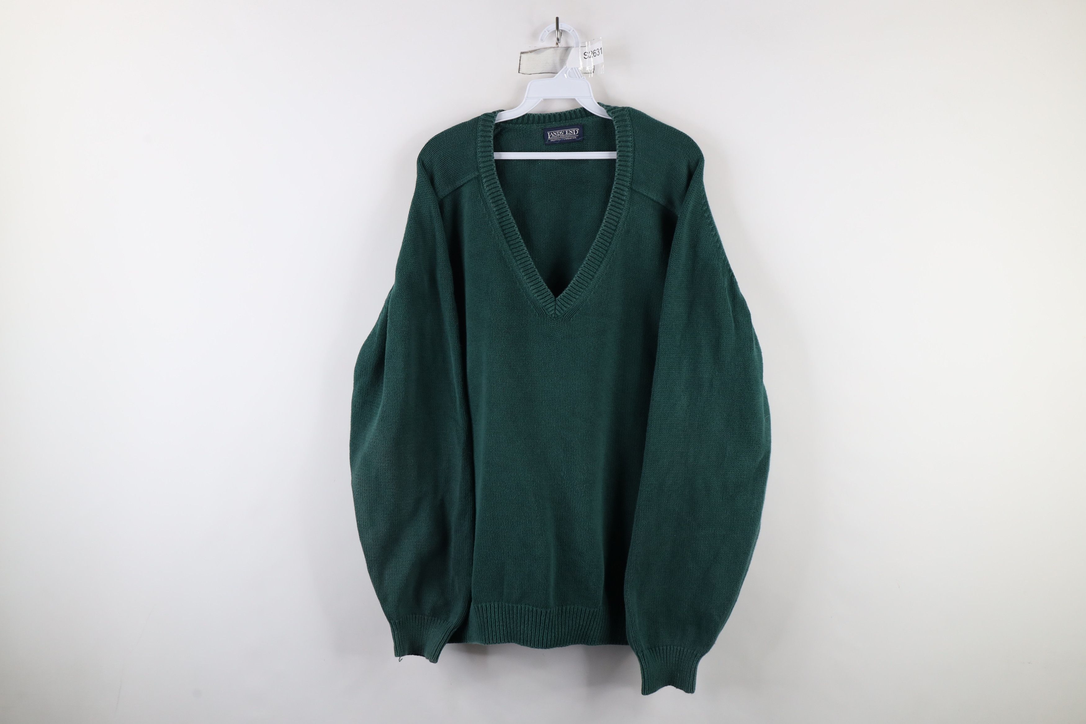 90s USA製 LAND'S END cotton knit 90s USA Made Lands' End Cotton Knit Blue XL