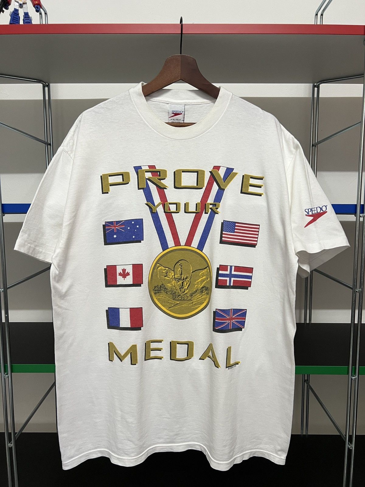 Speedo Vintage 90s Speedo "Prove Your Medal" Olympic Graphic Tee Size US XL / EU 56 / 4 - 1 Thumbnail