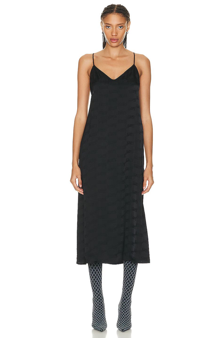 Balenciaga o1bcso1str0924 BB Monogram Pyjama Dress in Black Size M / US 6-8 / IT 42-44 - 1 Thumbnail