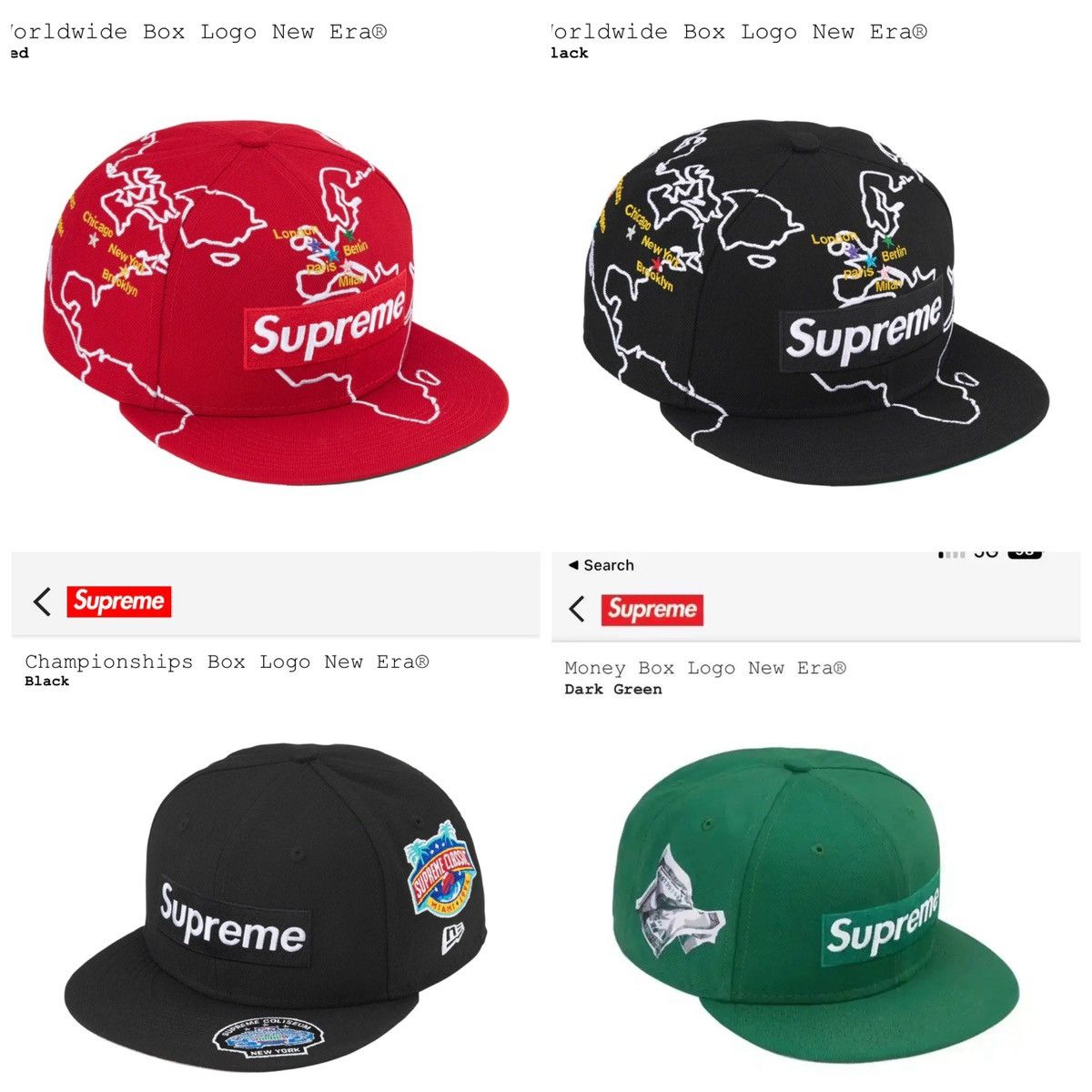 image of Lot Of 4 Supreme Fitteds Size 7 5/8, Men's