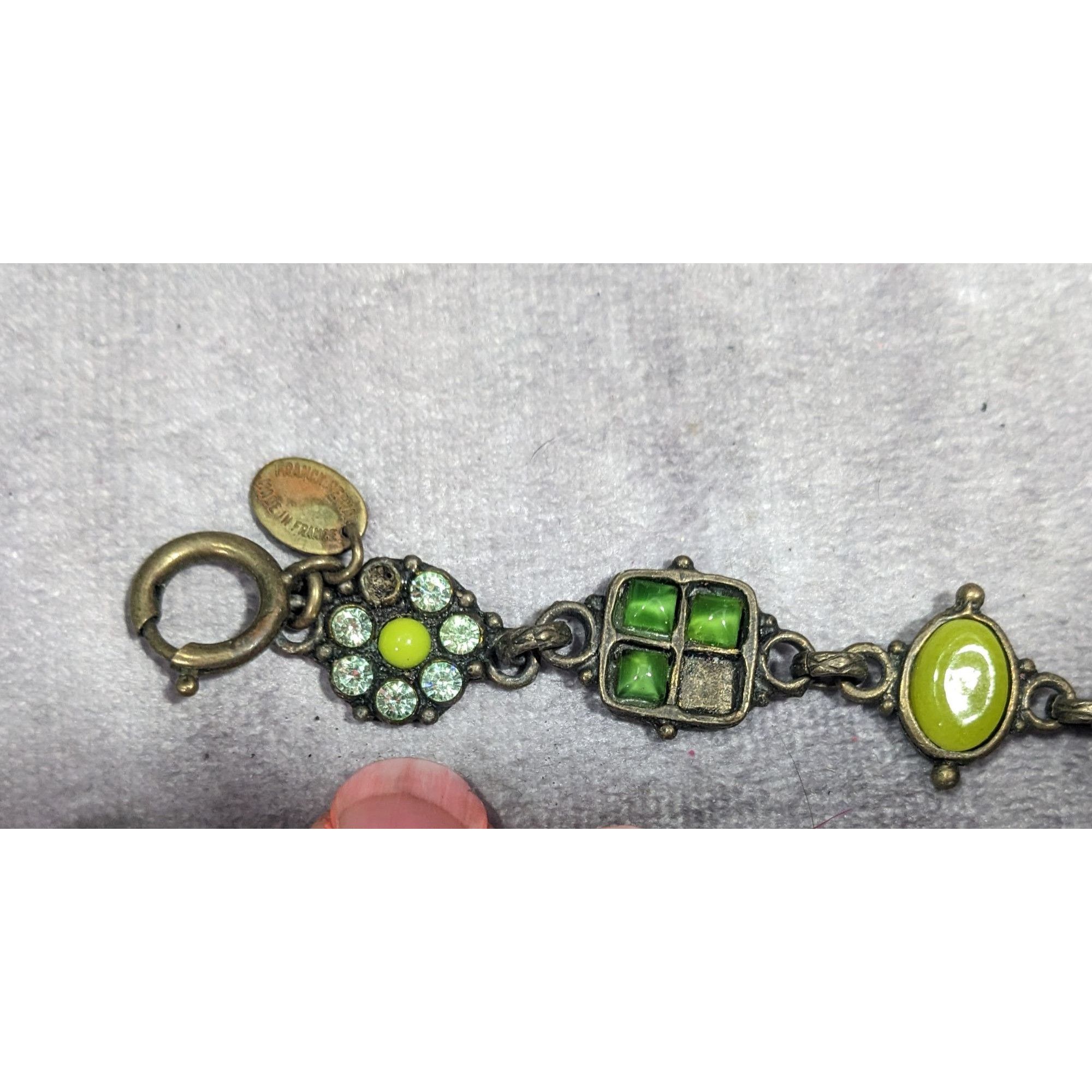 Other Vintage Franck Herval Green Cottagecore Floral Bracelet Made Size ONE SIZE - 6 Thumbnail