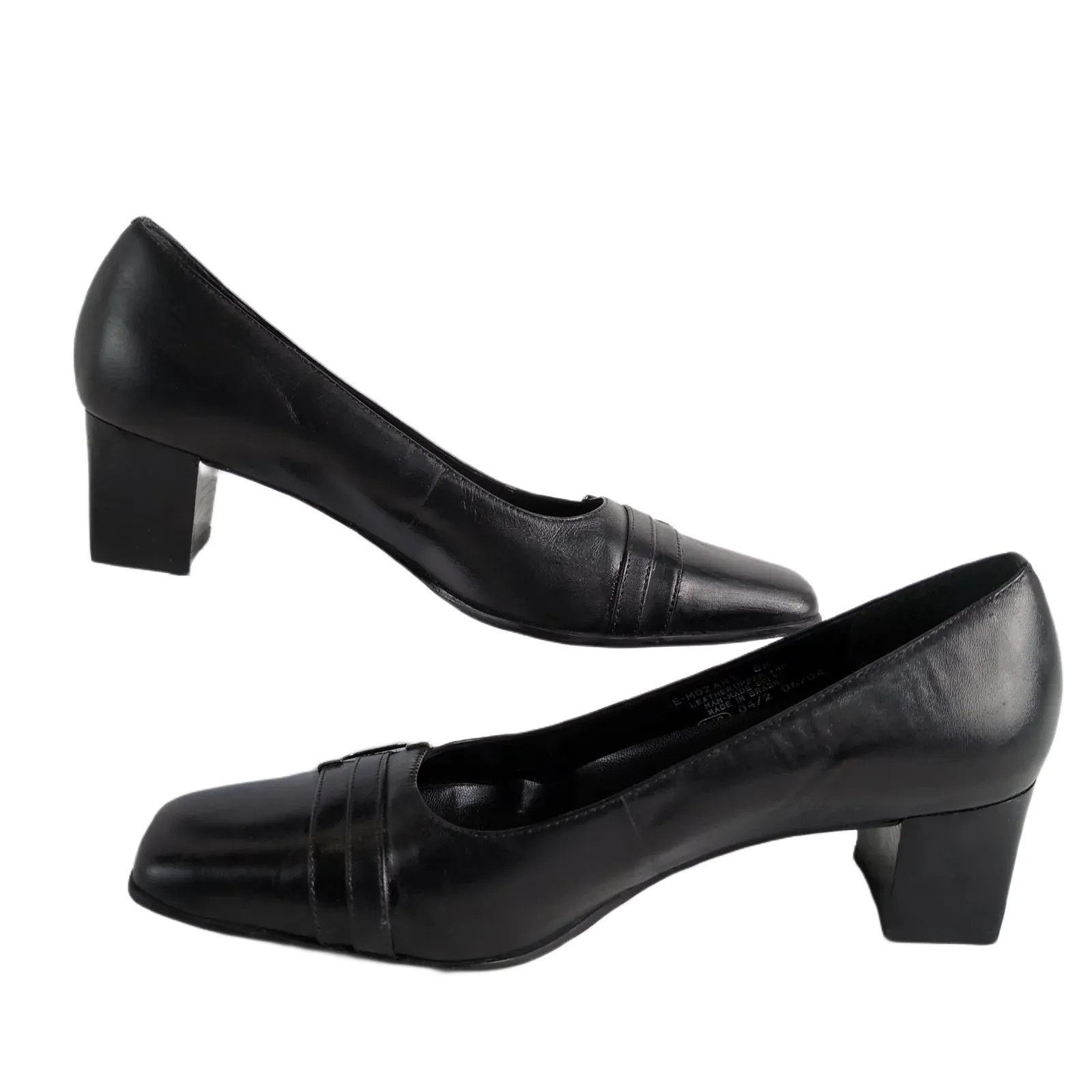 Etienne Aigner Etienne Aigner Sz 8 E-Mozart Square Toe Black Leather Pumps Size US 8 / IT 38 - 4 Thumbnail
