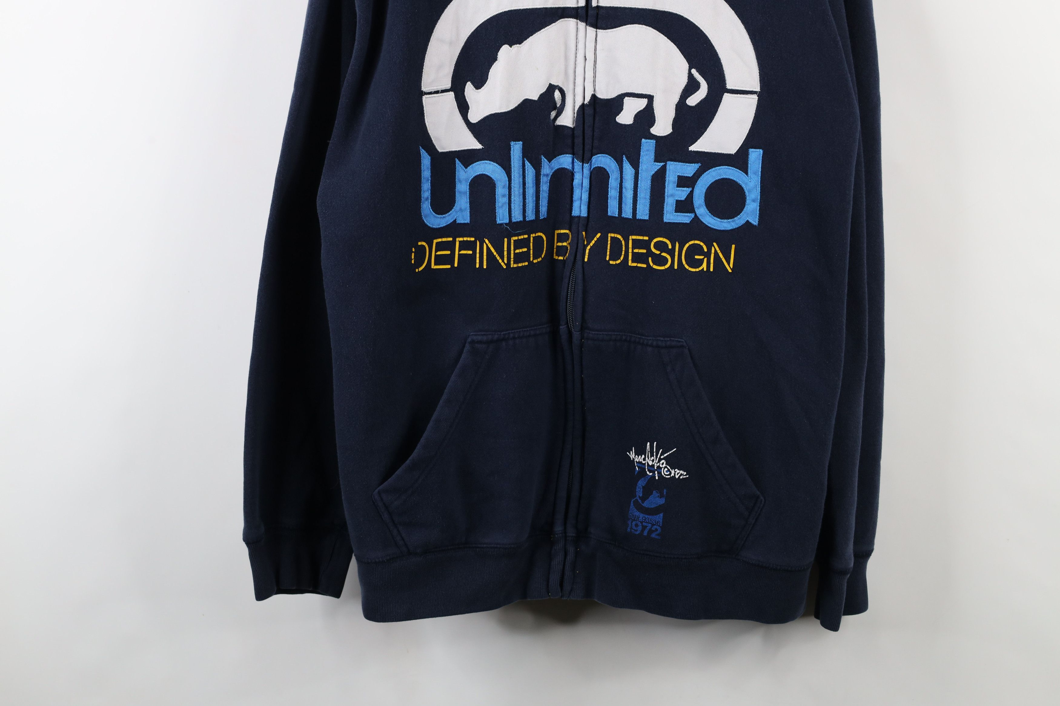 Ecko Unltd. × Vintage Vintage Y2K Ecko Unlimited Spell Baggy Full Zip Hoodie Blue Size US L / EU 52-54 / 3 - 3 Thumbnail