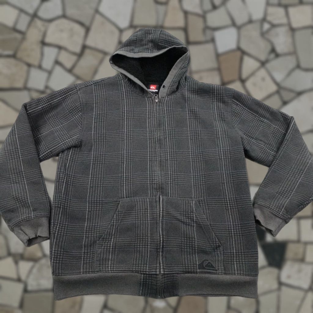 Quiksilver Quiksilver Hoodie Mens 2XL Gray Plaid Sherpa Fleece Lined Full Zip Sweatshirt Size US XXL / EU 58 / 5 - 1 Thumbnail