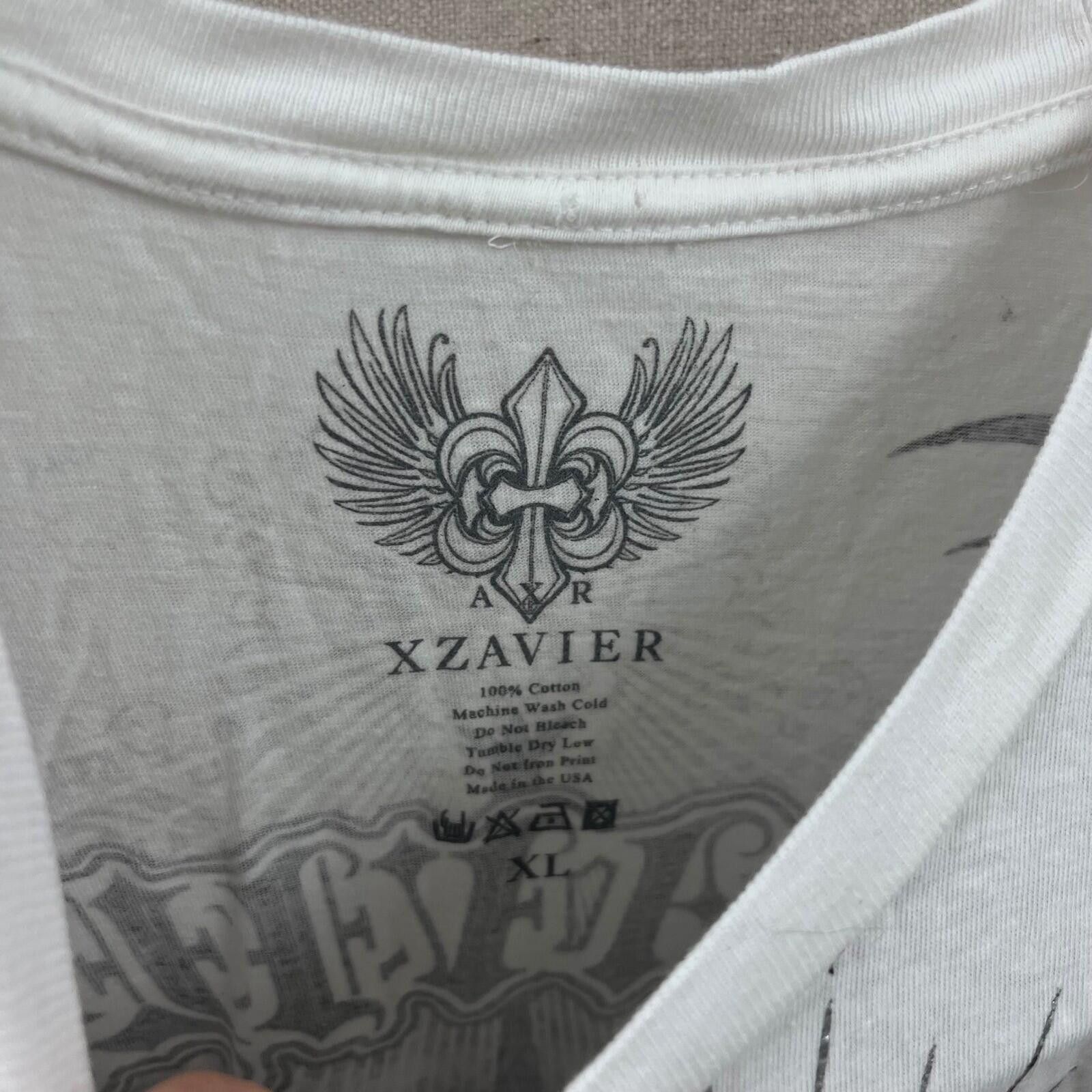 Other Xzavier Mens XL Graphic T-Shirt White Blue Winged Shield Cro Size US XL / EU 56 / 4 - 4 Thumbnail