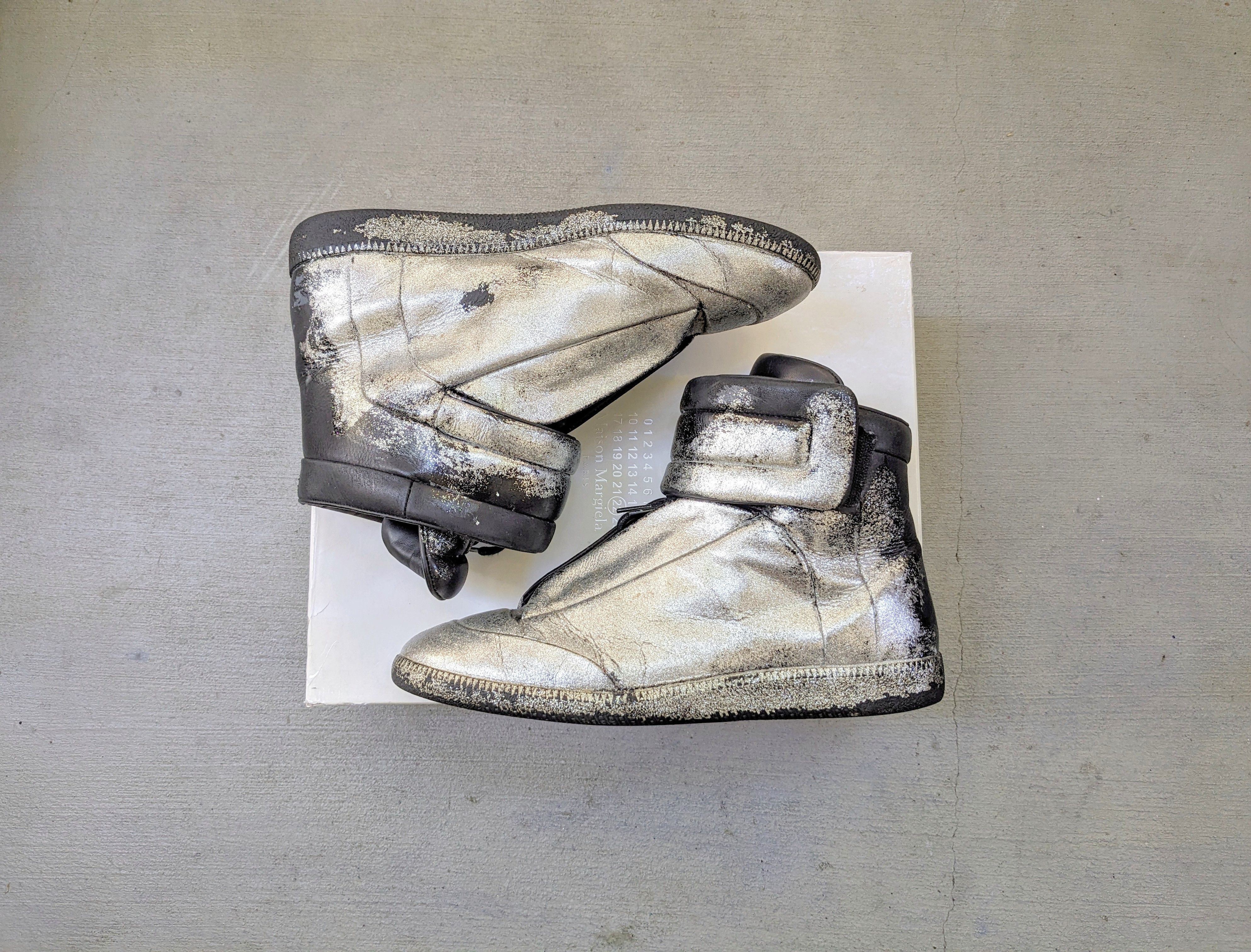image of Maison Margiela Future High Tops Black Silver 11 44 Leather Shoes, Men's