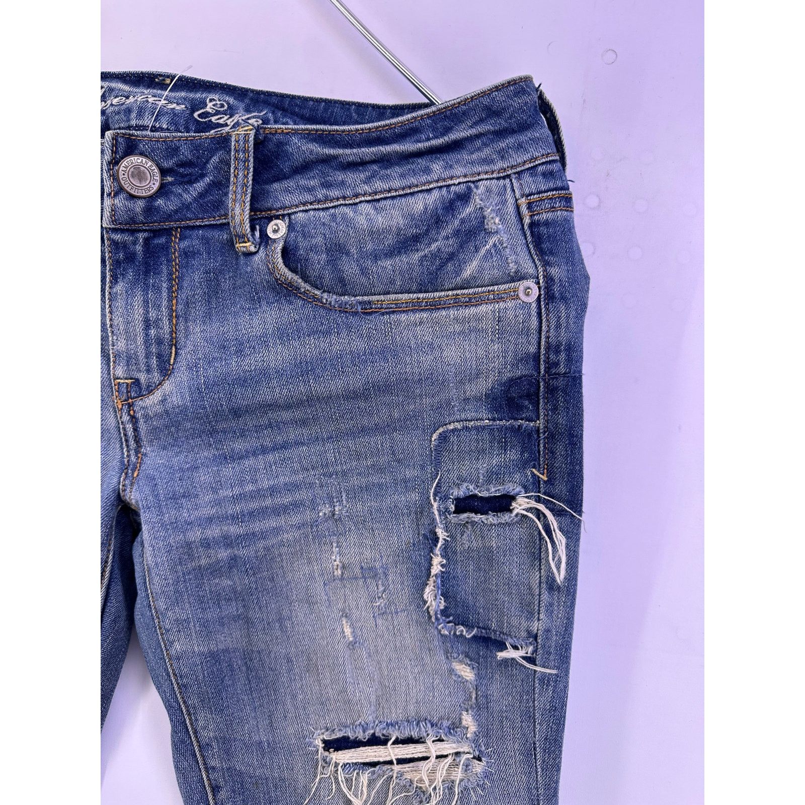 American Eagle Outfitters American Eagle Blue Ripped Skinny Jeans Size 6 Size 28" / US 6 / IT 42 - 6 Thumbnail