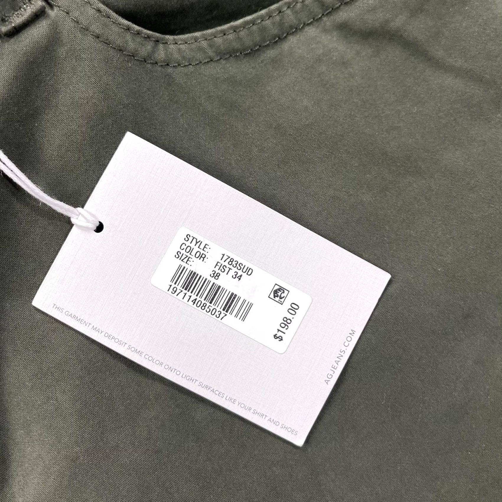 Vintage AG Adriano Goldschmied Jeans Mens 38x34 Green Tellis Modern Slim Sateen Stretch Tapered ZIP Pockets Cotton Blend Satin Logo Vintage No N/A Size US 38 / EU 54 - 5 Thumbnail