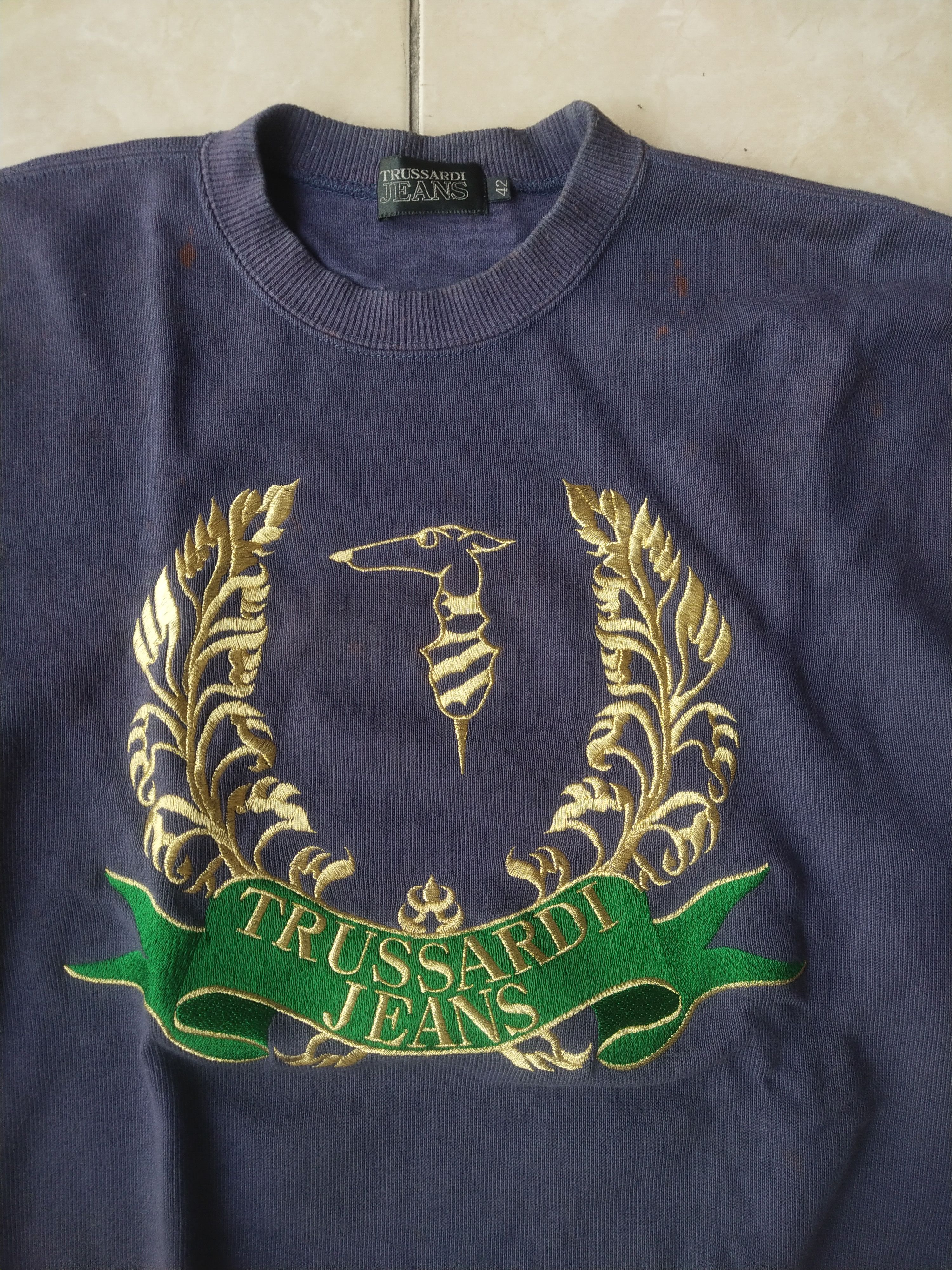 Trussardi 90s Trussardi Jeans Big Spellout Embroidered Logo Sweatshirt Size US L / EU 52-54 / 3 - 2 Thumbnail
