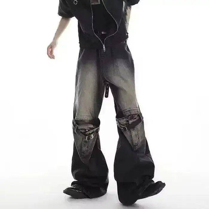 Japanese Brand Bell-bottomed jeans wide legs straight with a joint punk Size US 32 / EU 48 - 2 Thumbnail