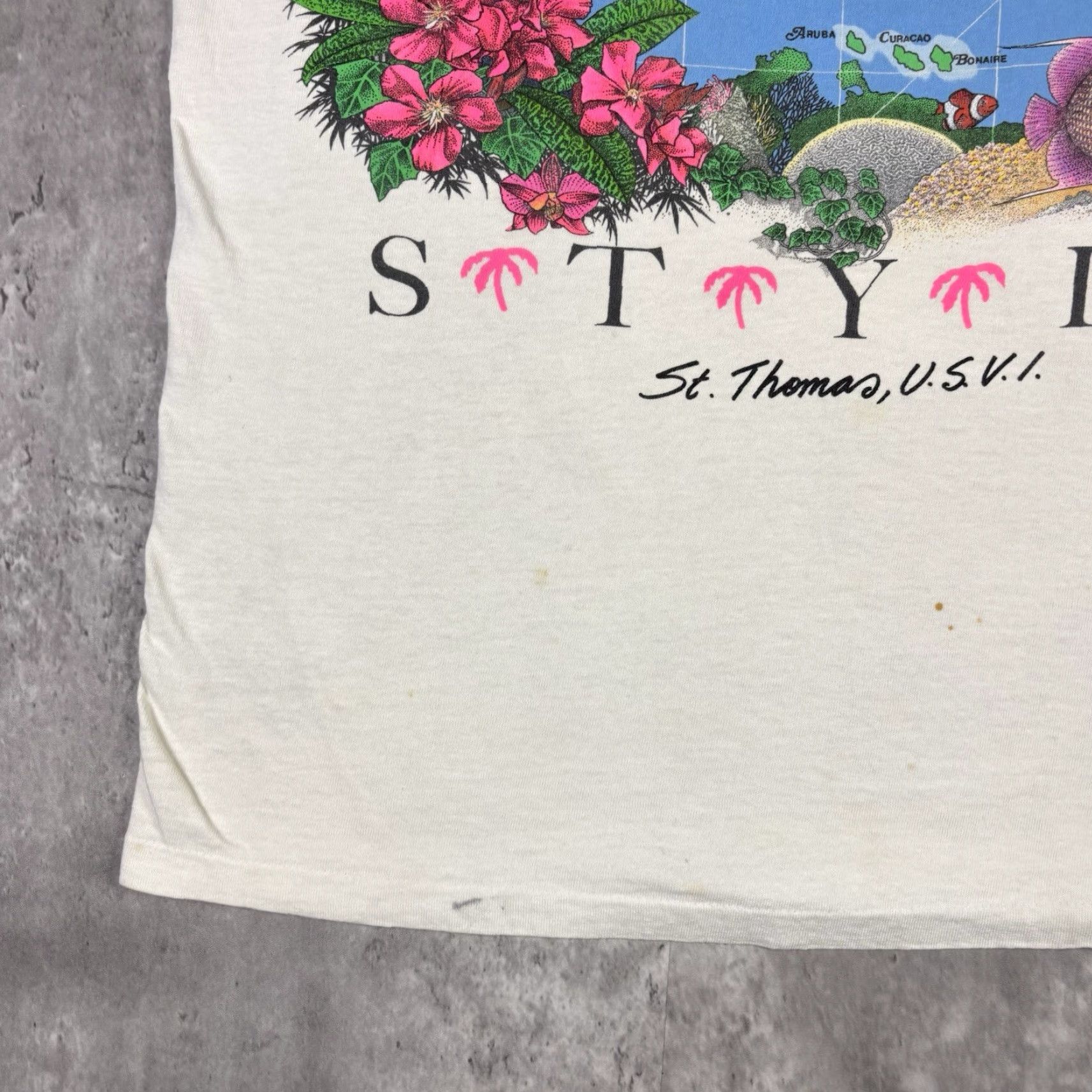 Vintage VINTAGE Caribbean Style Beach Art T Shirt White Large 90s USA Stedman Cotton Crew Neck Short Sleeve Mens Vintage 90s T-Shirt USA Size US L / EU 52-54 / 3 - 7 Thumbnail