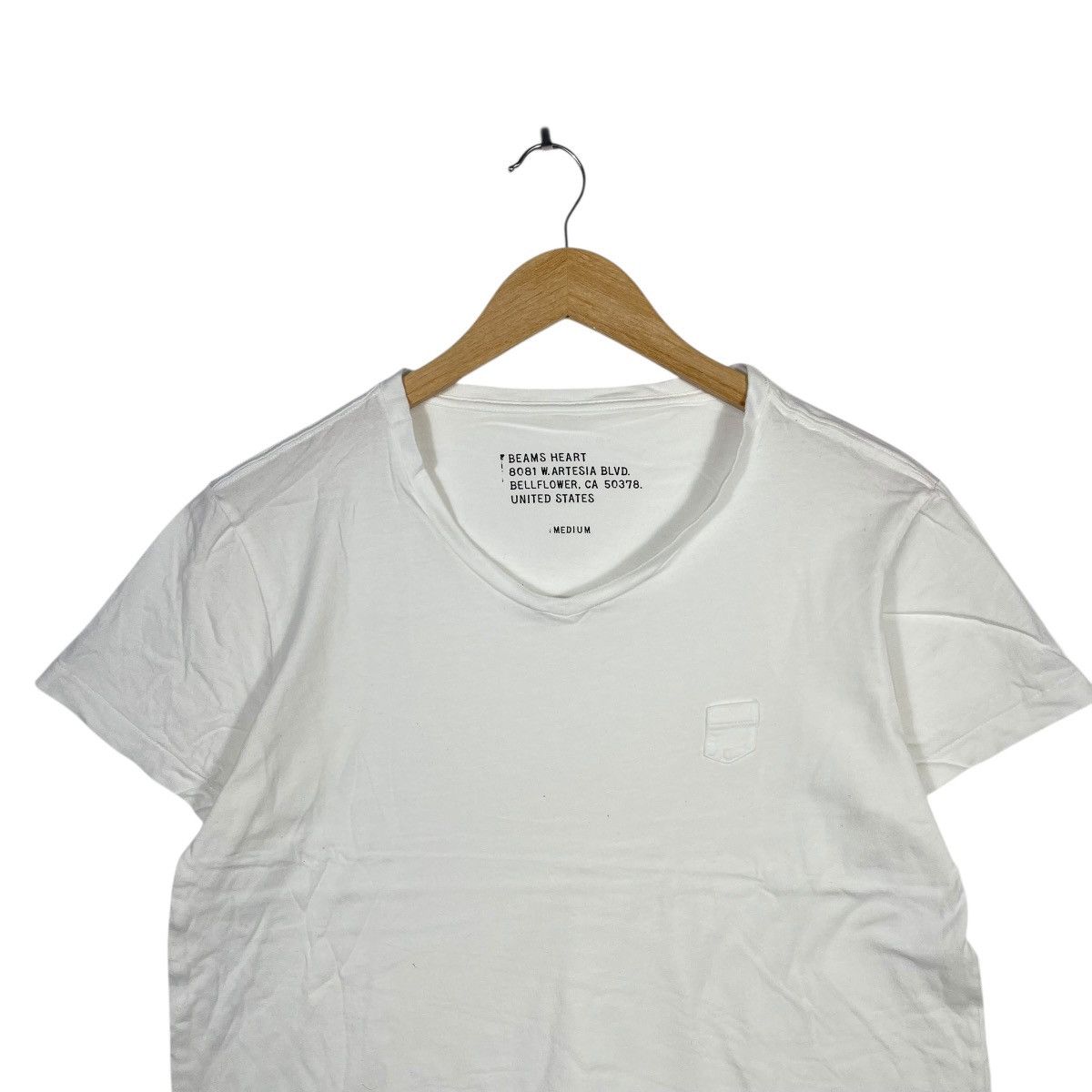 Beams Plus Beams Heart White V-Neck Minimal Tee Japanese Designer Size US M / EU 48-50 / 2 - 2 Thumbnail