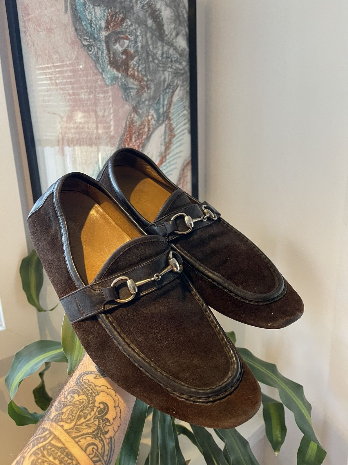 Gucci Gucci Moca Pelle Gomma Suede Horsebit Moc Driver Loafers Size US 10.5 / EU 43-44 - 1 Thumbnail