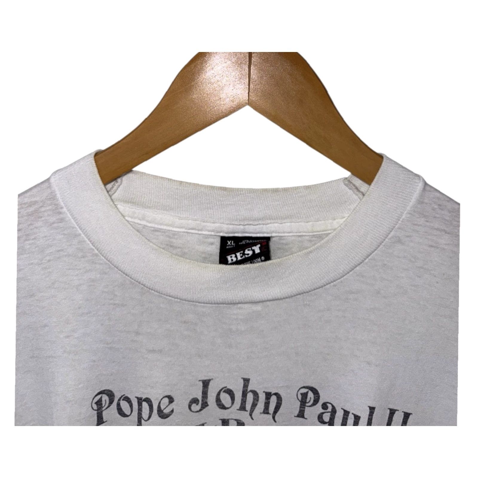 Vintage VINTAGE Pope John Paul II Tour Single Stitch Shirt XL RARE White Mens T-Shirt 1993 XL SZ White Size US XL / EU 56 / 4 - 5 Thumbnail