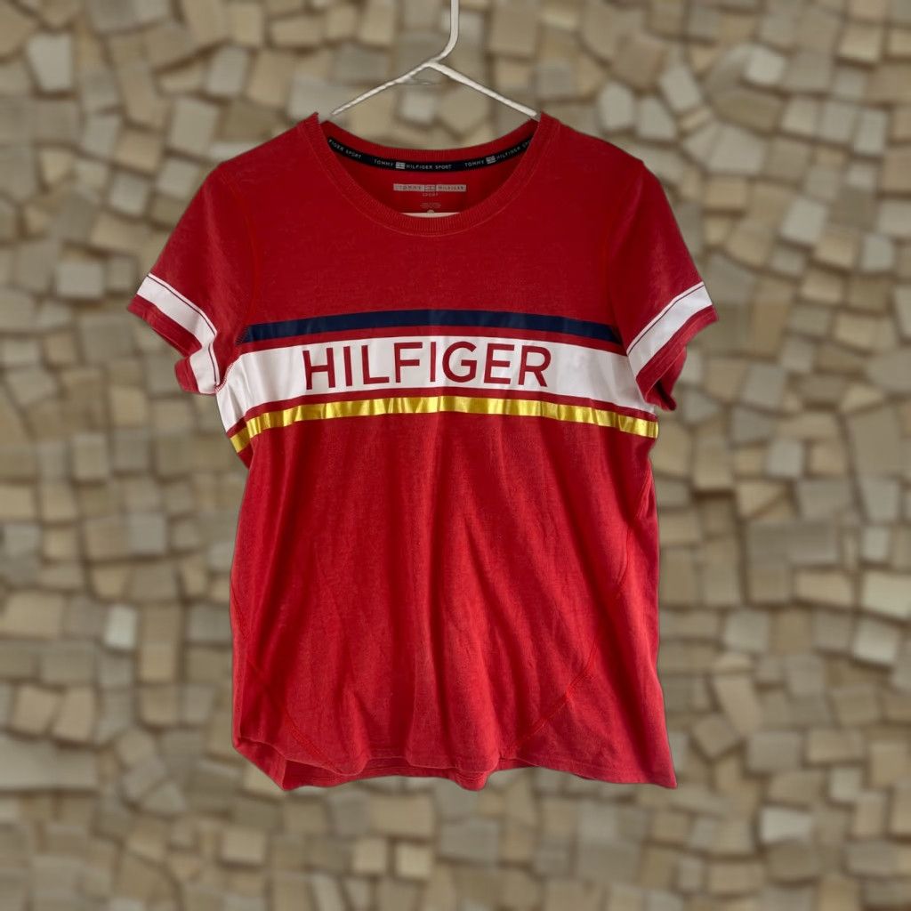 Tommy Hilfiger Tommy Hilfiger T-Shirt Women's L Red White Stripes Round Neck Short Sleeve Casual Modern Basic Shirts Womens Size L / US 10 / IT 46 - 1 Thumbnail