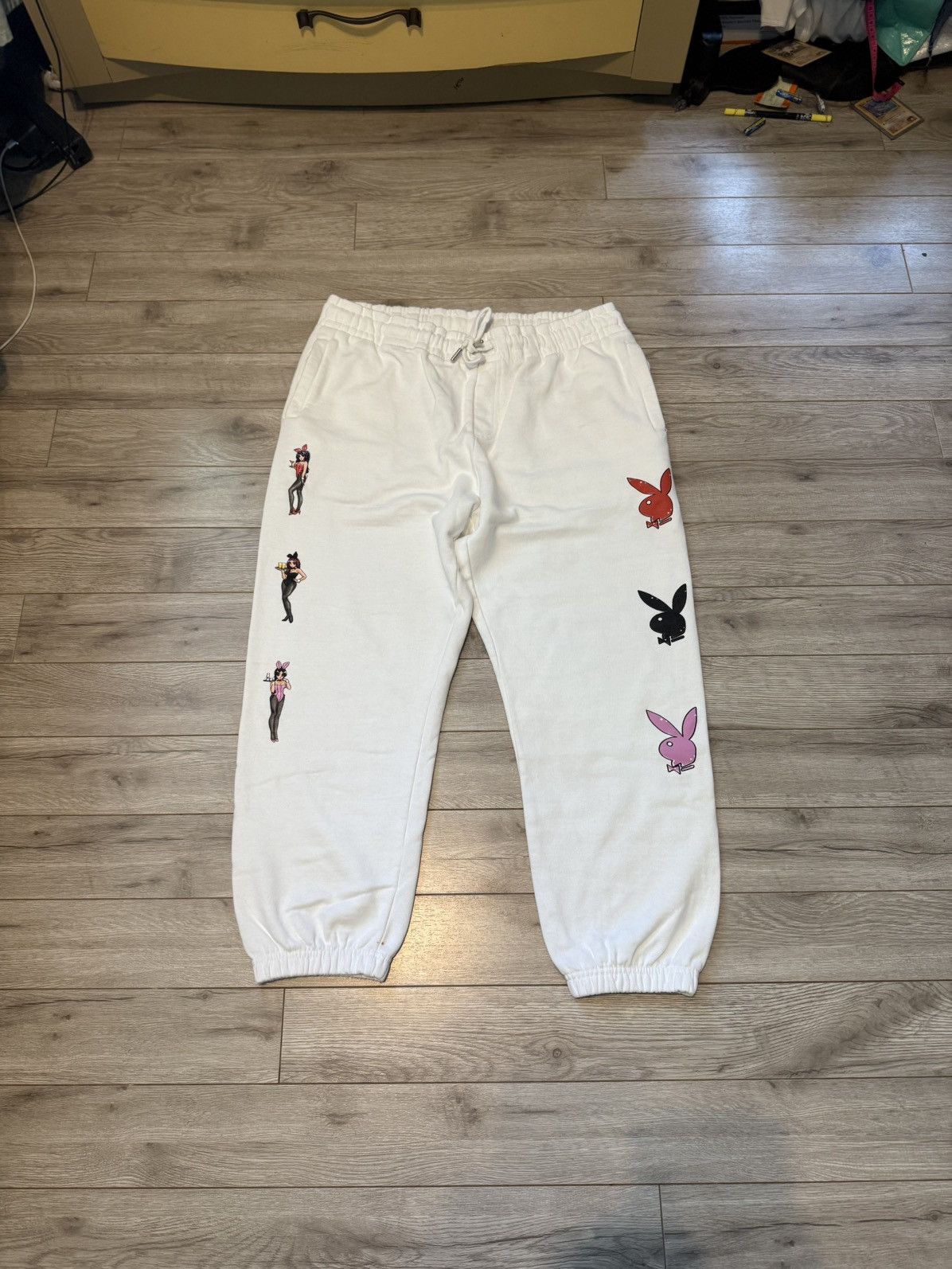 Playboy white playboy drawstring sweatpants Size US 34 / EU 50 - 1 Thumbnail
