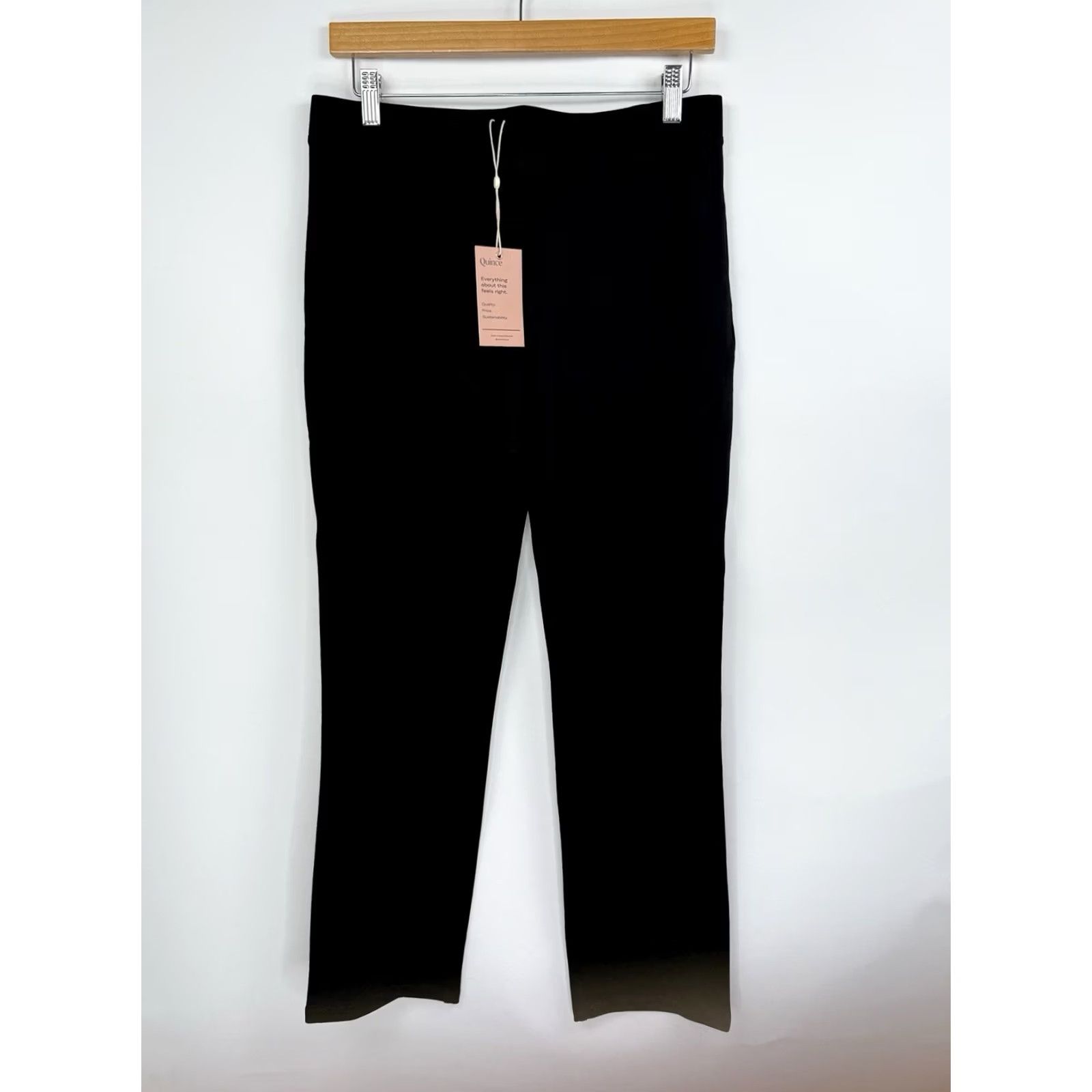 Quince Quince Womens Petite Black Ultra Stretch Ponte Pants Straight Leg NWT Size 32" / US 10 / IT 46 - 2 Thumbnail