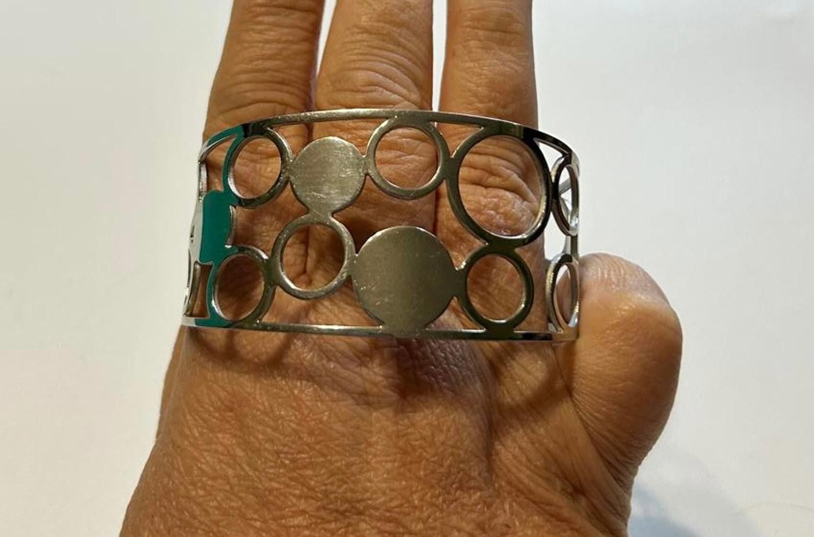 Designer Chisel Stainless Steel Cuff ⚪ Geometric Statement Bracelet Size ONE SIZE - 7 Thumbnail