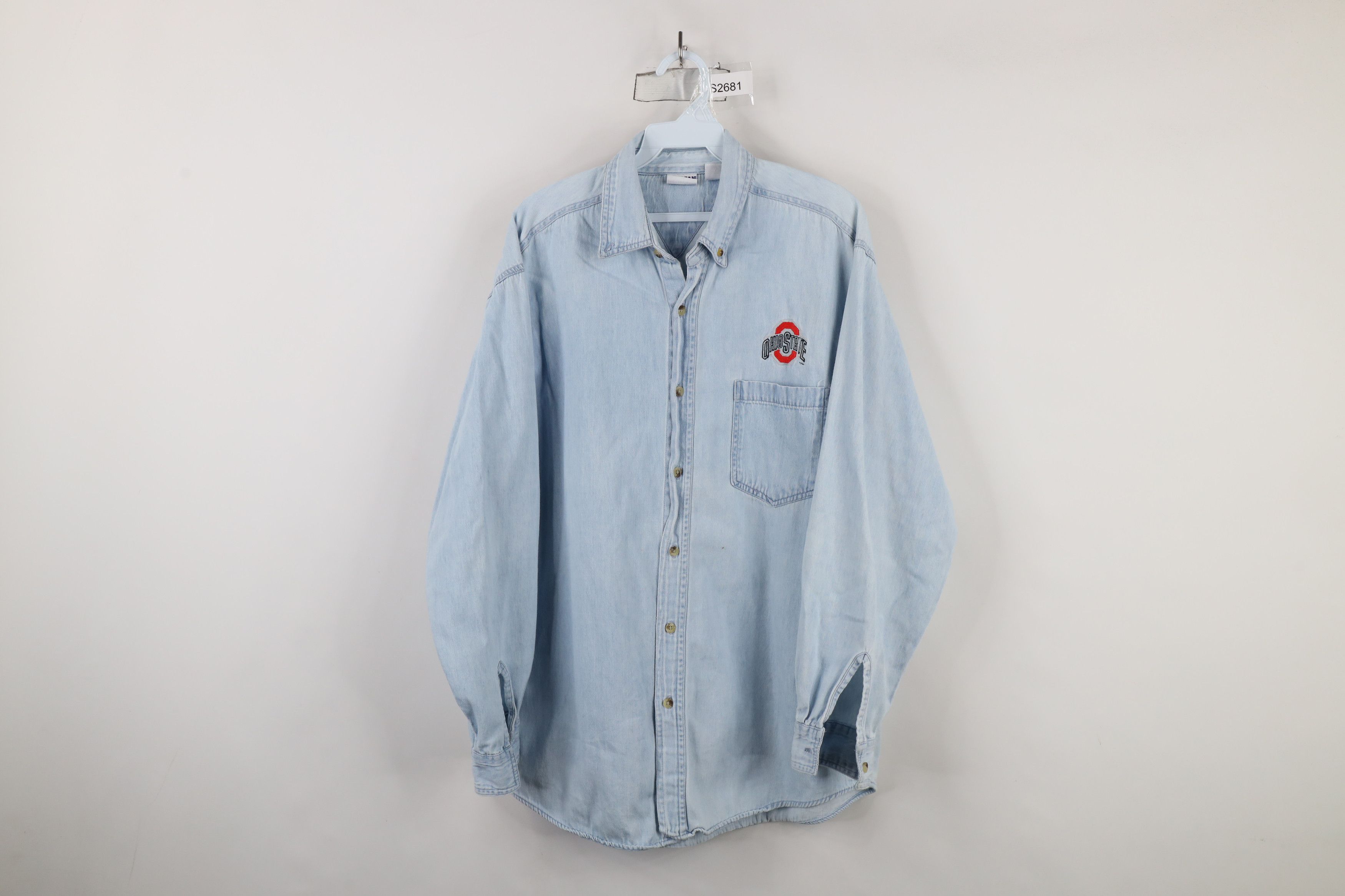 Vintage Vintage 90s Ohio State University Denim Jean Button Shirt Size US M / EU 48-50 / 2 - 1 Thumbnail